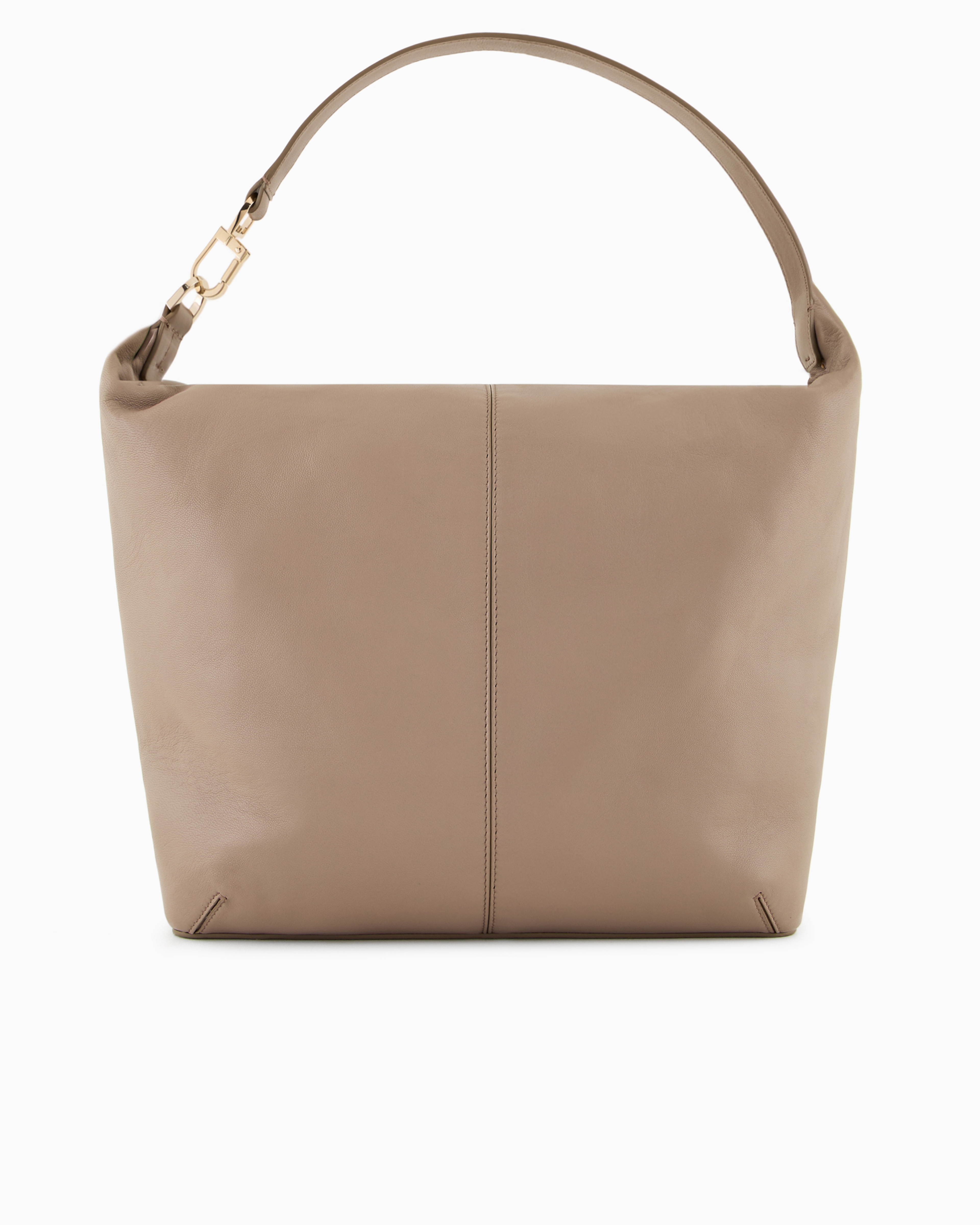 Giorgio Armani Asv La Prima Soft Large Hobo Bag In Patent Nappa Leather In Beige