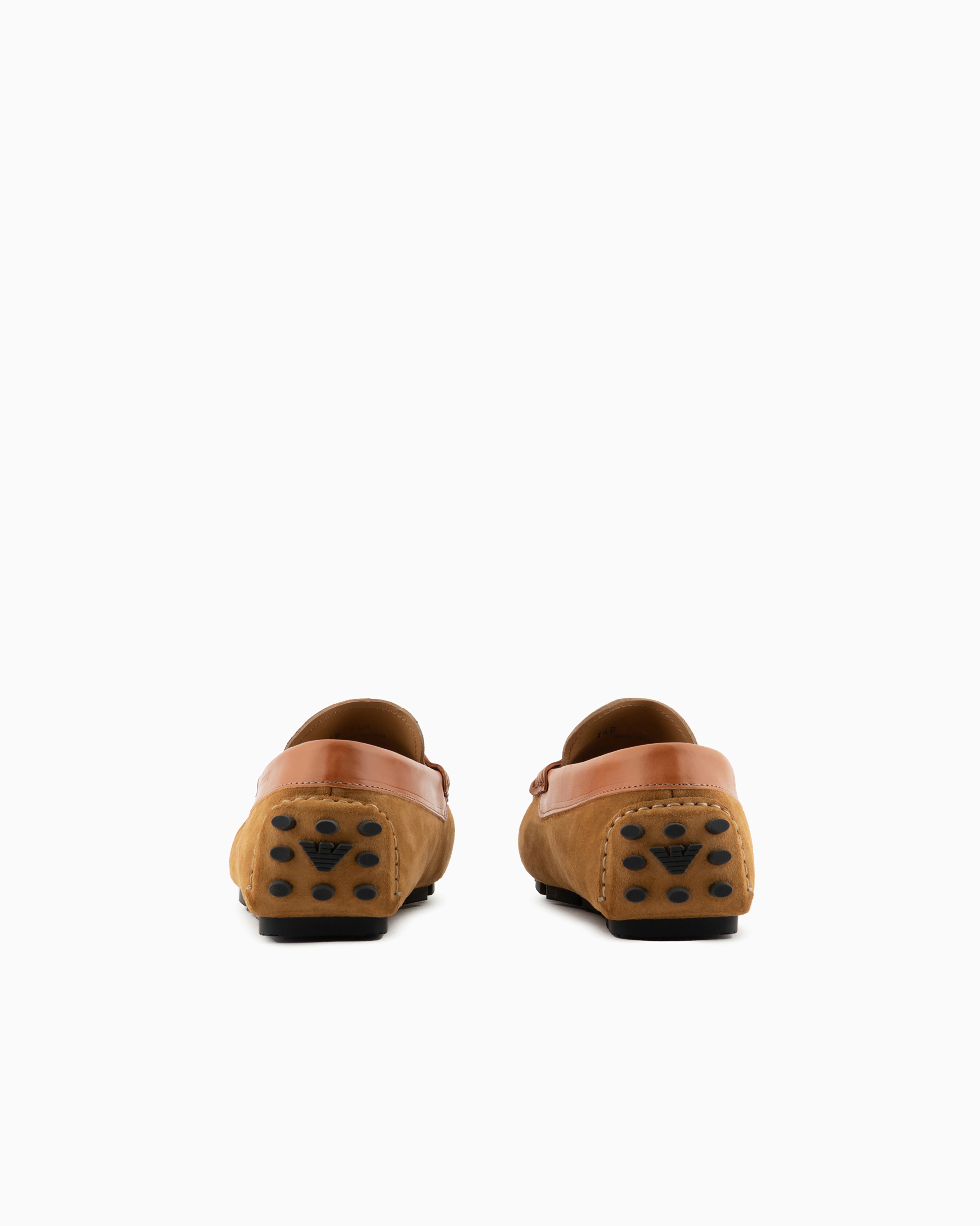 Emporio Armani Official Store Crust Leather Driving Loafers In Buff