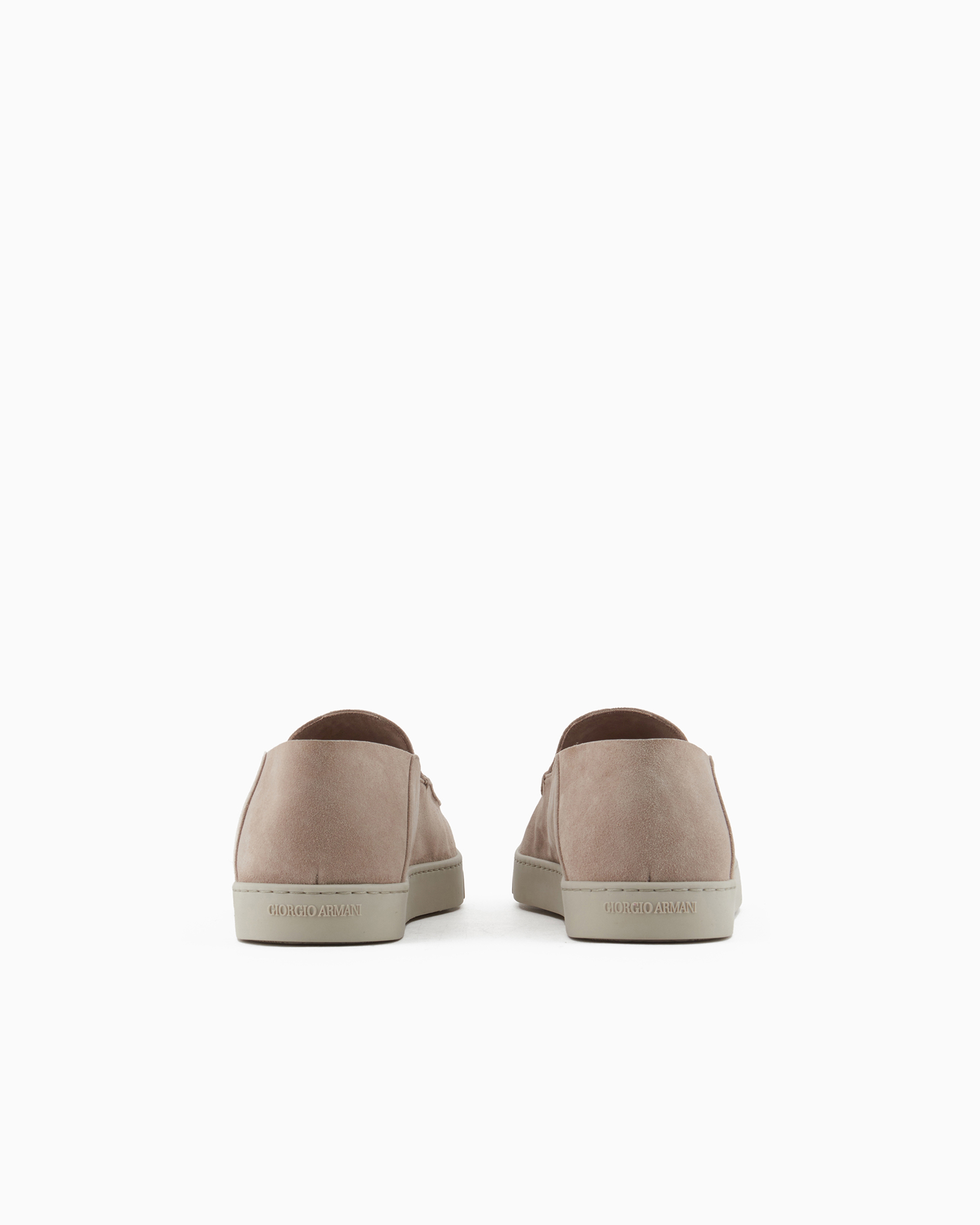 Giorgio Armani Official Store Suede Slip-ons In Beige
