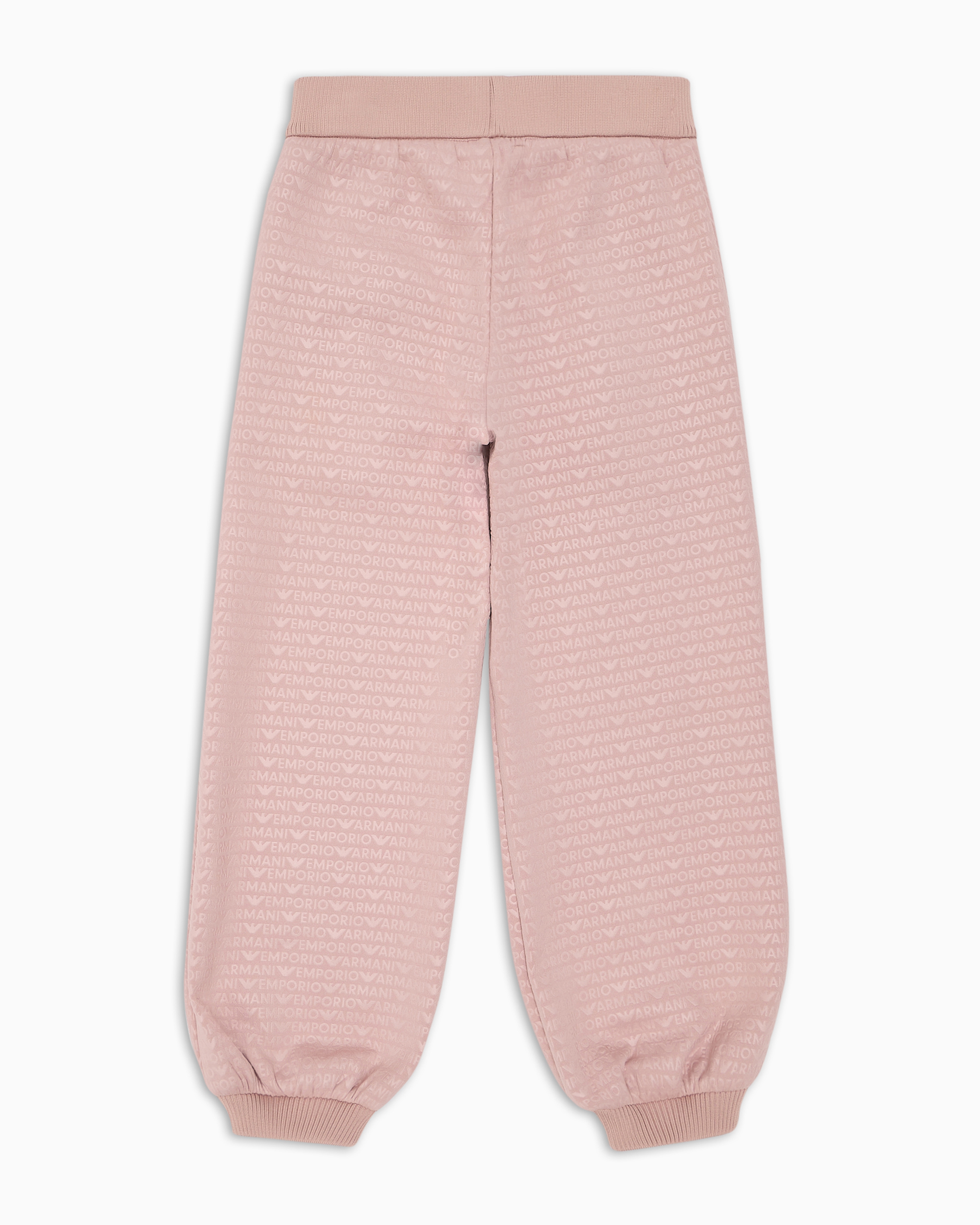 Shop Emporio Armani Comfort-fit Jersey Joggers With All-over Logo Lettering In Pink