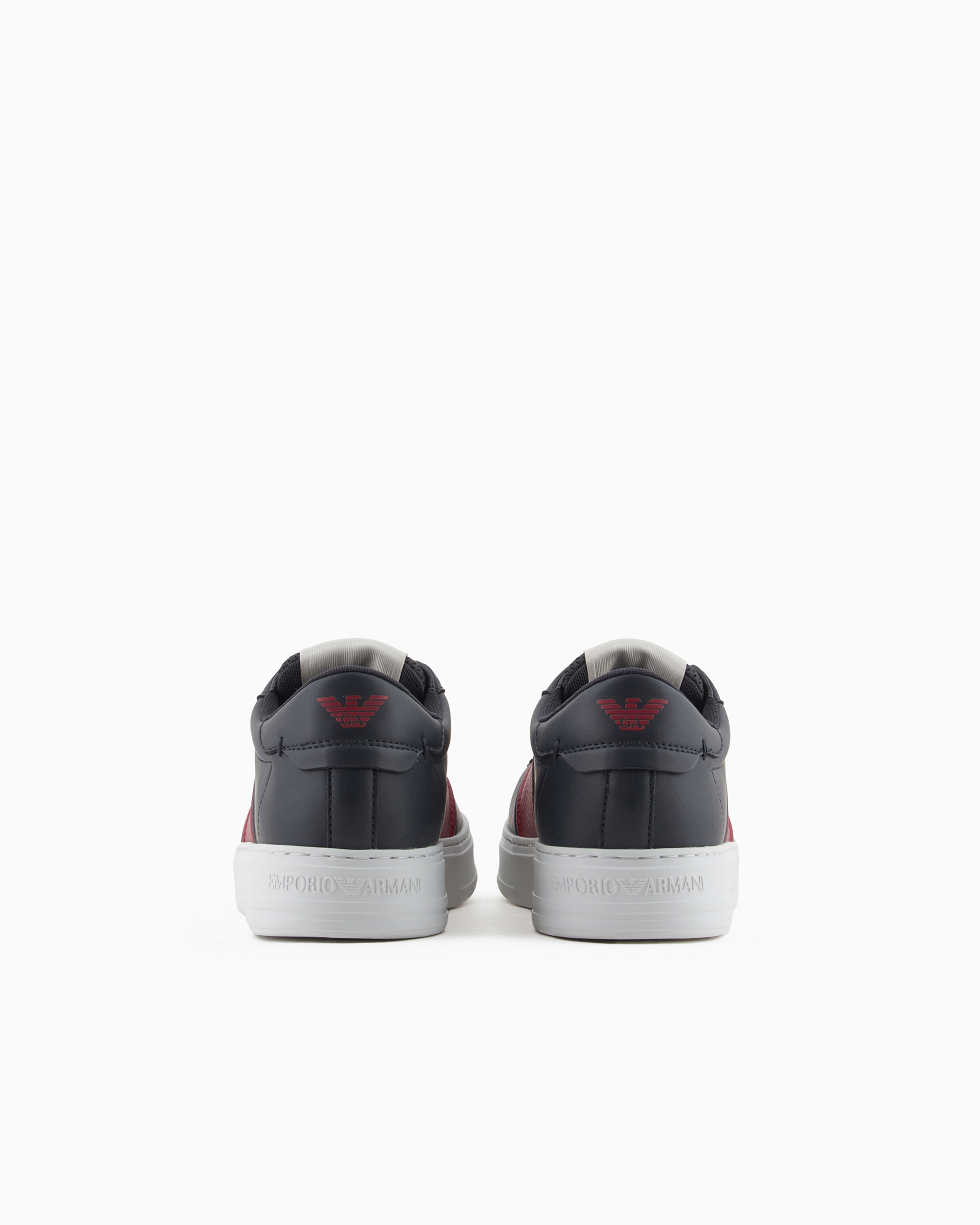 EMPORIO ARMANI LEATHER SNEAKERS WITH LOGO DETAIL 