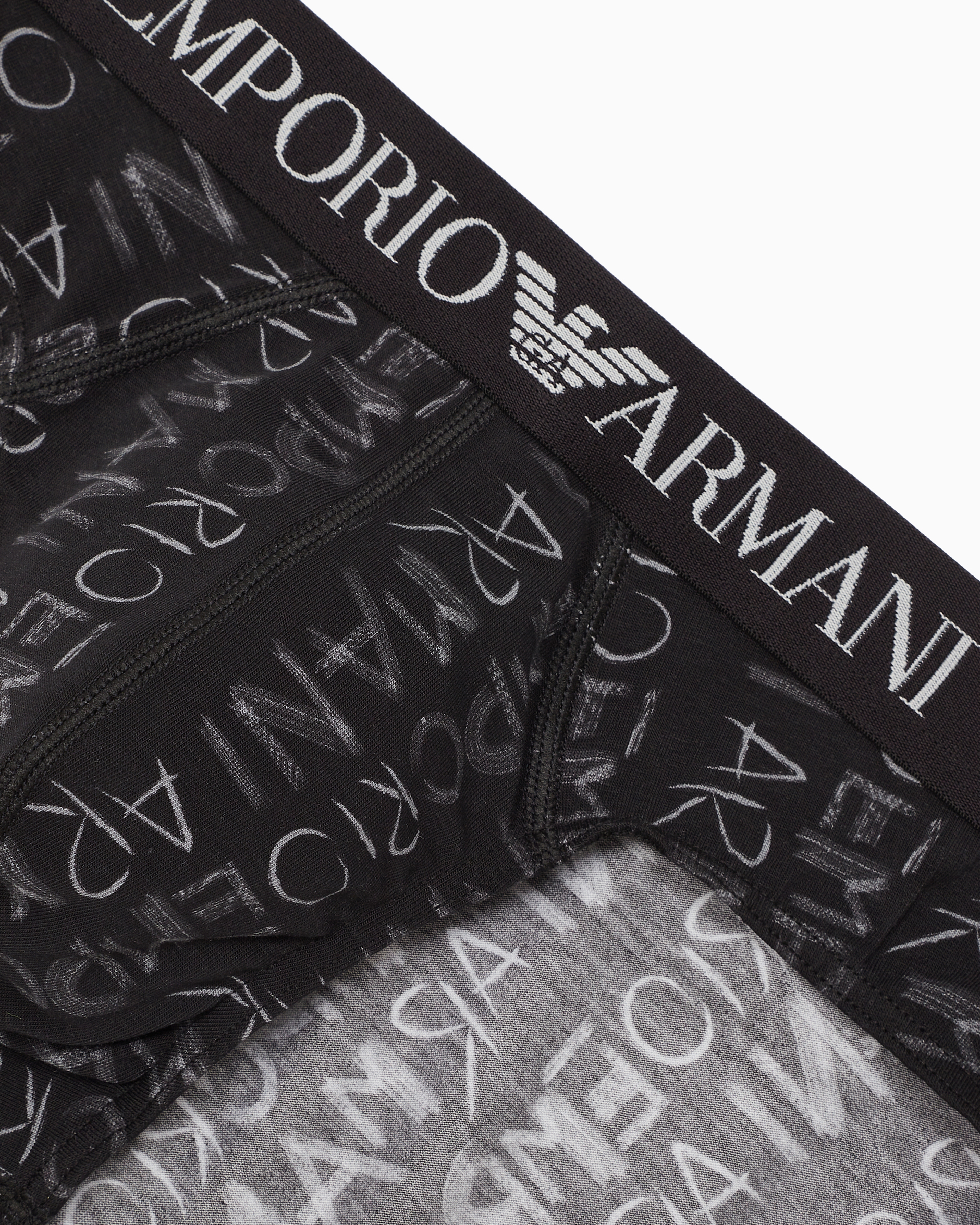 Shop Emporio Armani Slip Mit Logo Als Allover-print In Schwarz