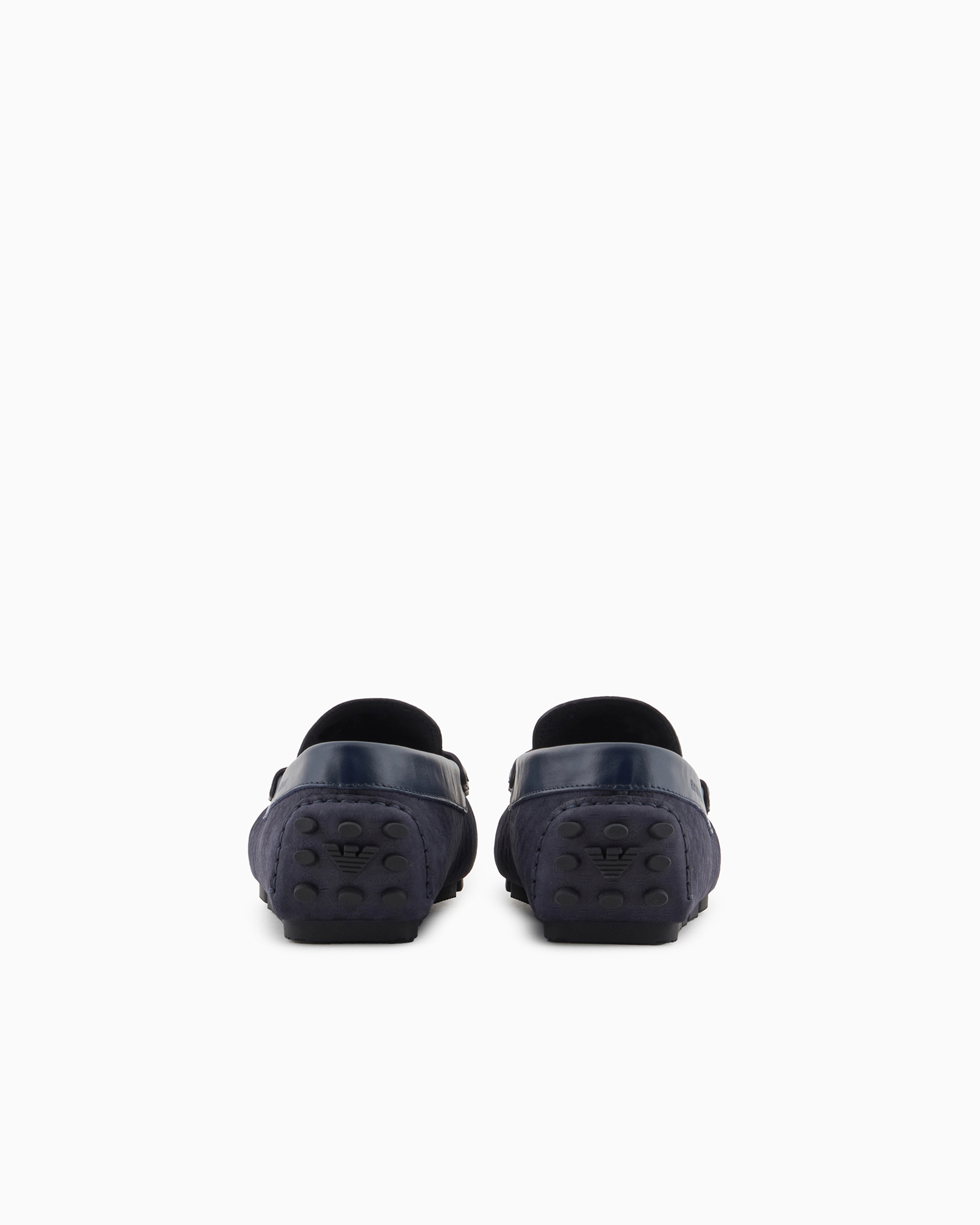 Emporio Armani Leather Driving Loafers With All-over Embossed Pattern In Patterned
