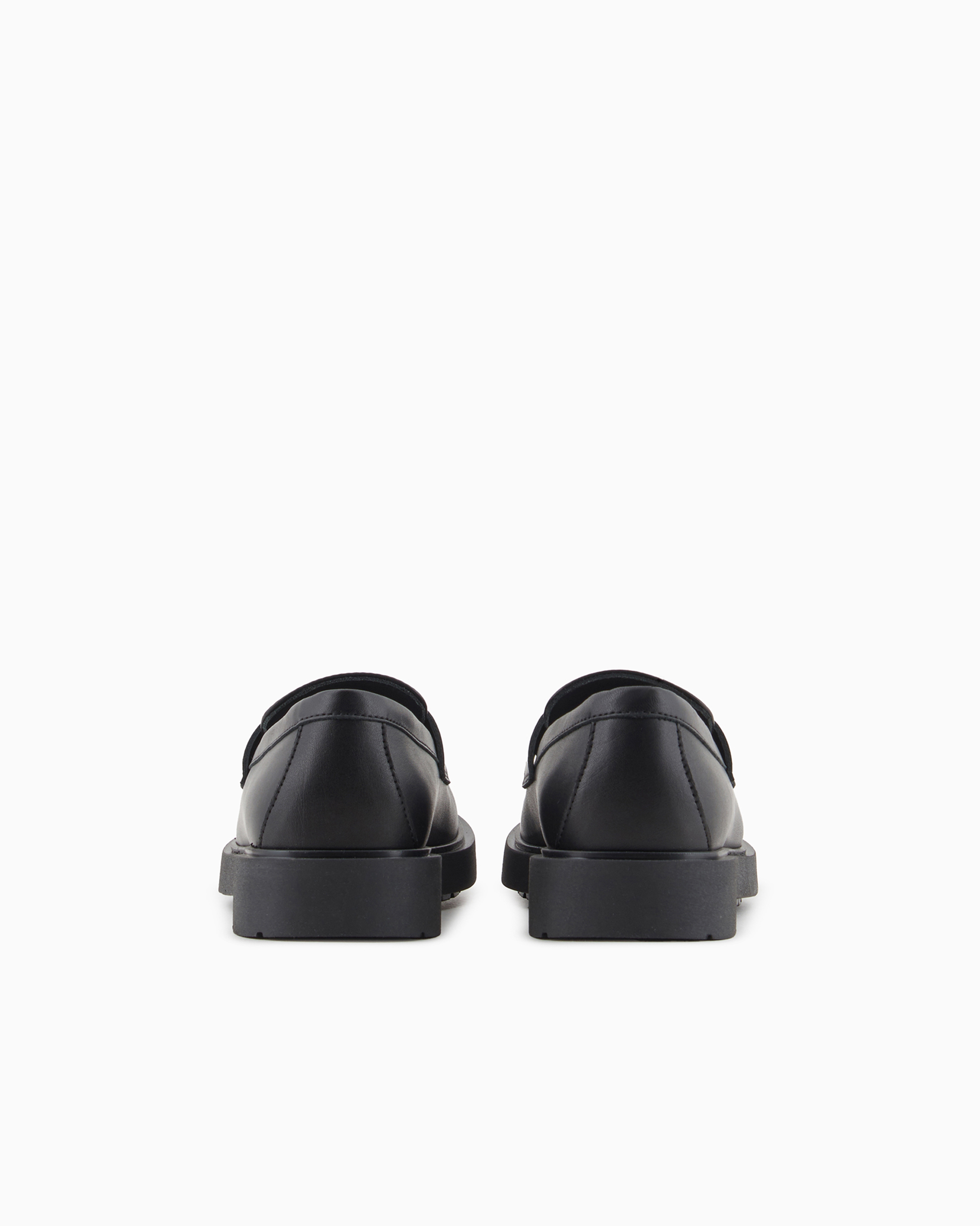 Emporio Armani Official Store Leather Loafers In Black