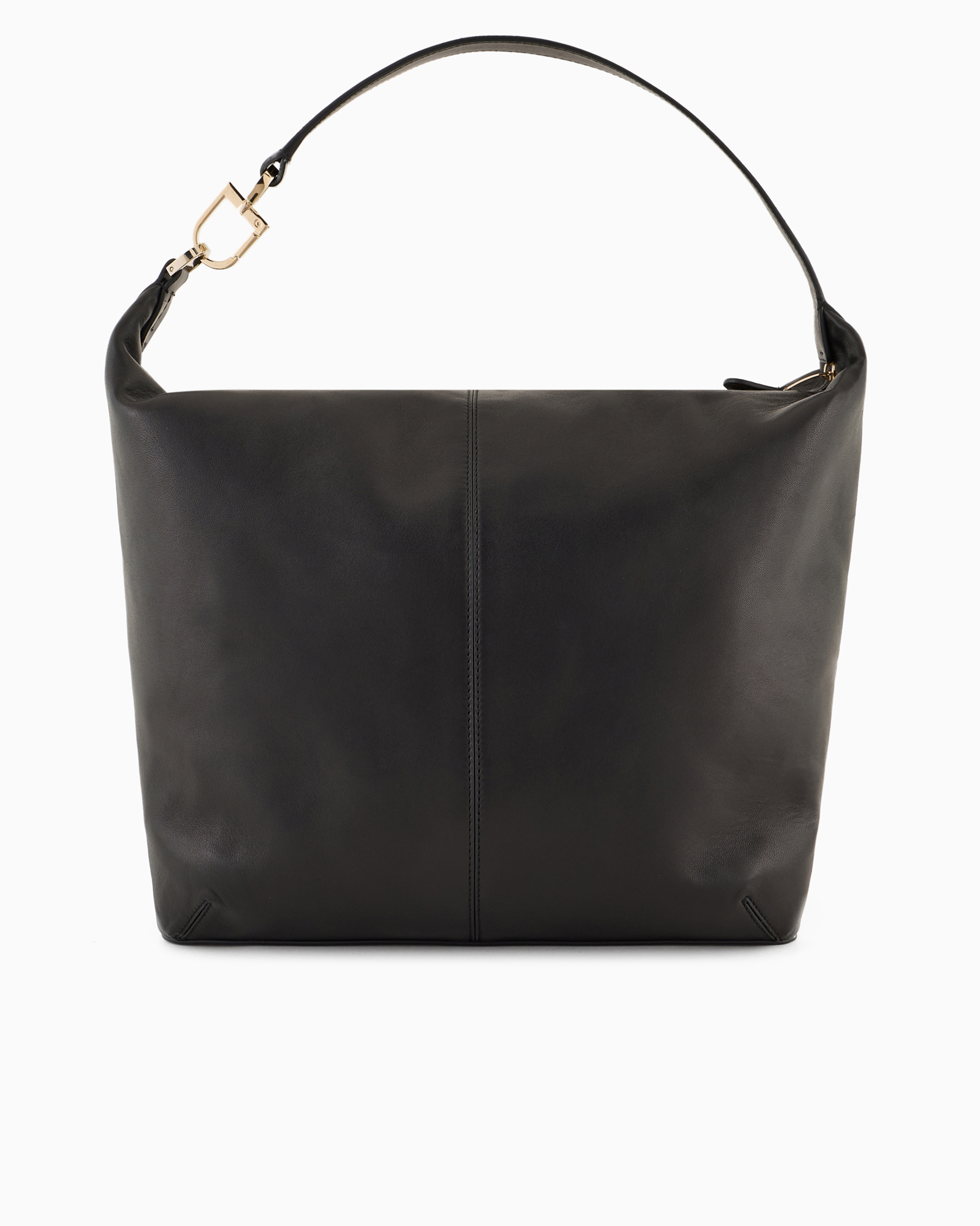 Giorgio Armani Official Store Asv La Prima Soft Large Hobo Bag In Patent Nappa Leather In Black