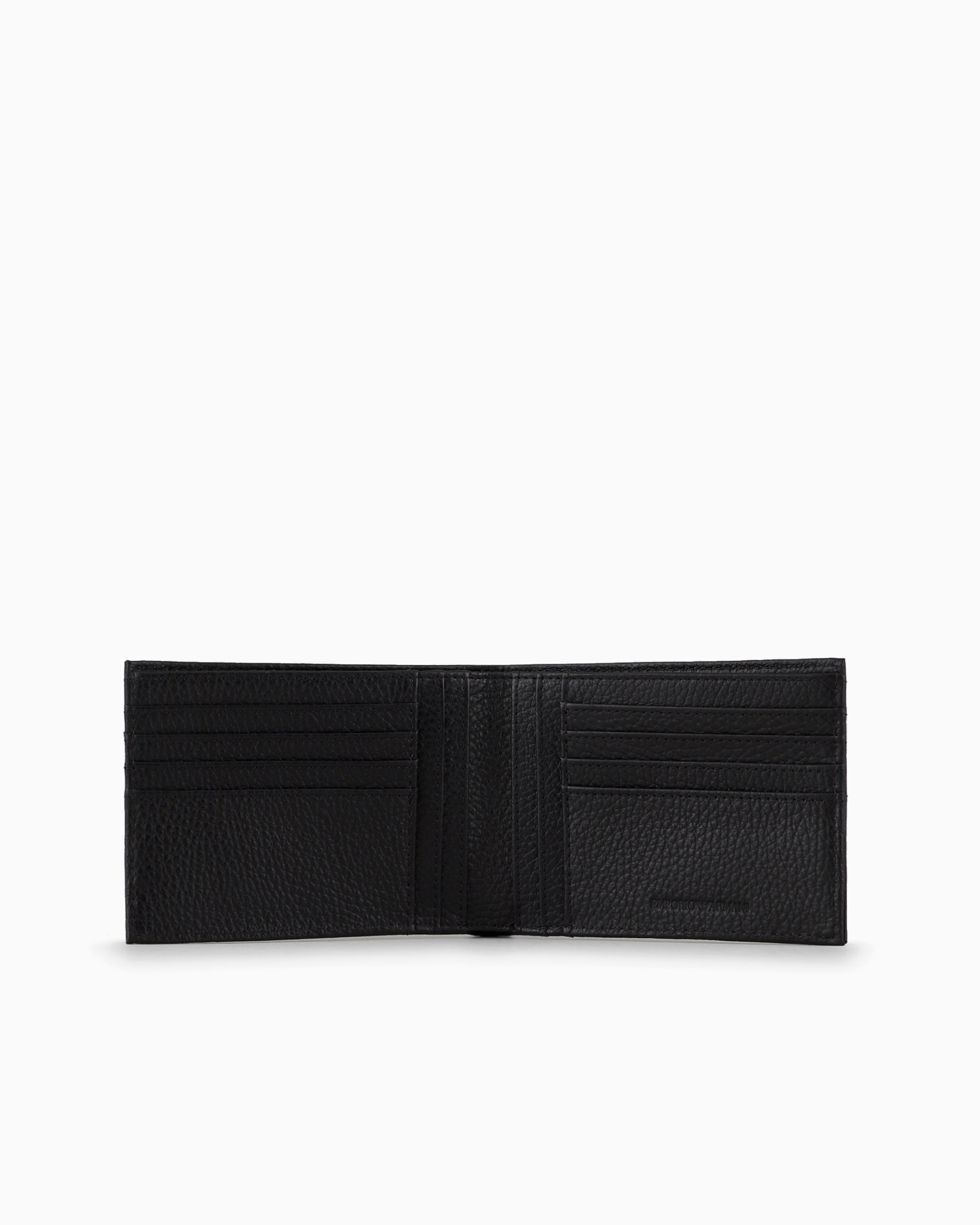 Emporio Armani Gift Box With Wallet And Keyring In Tumbled Leather In Black