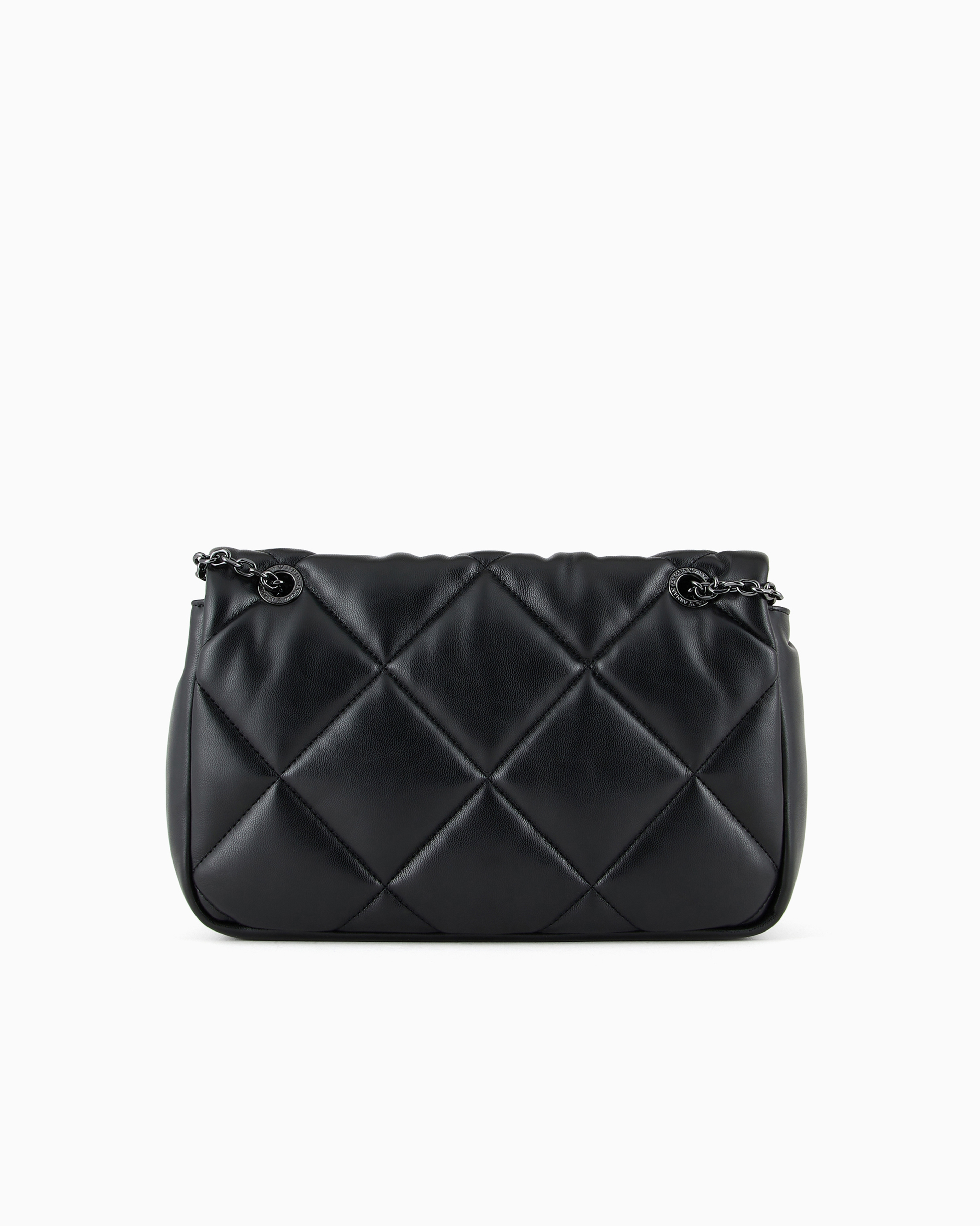 Emporio Armani Official Store Quilted Nappa Leather-effect Shopper Bag With Flap In Black