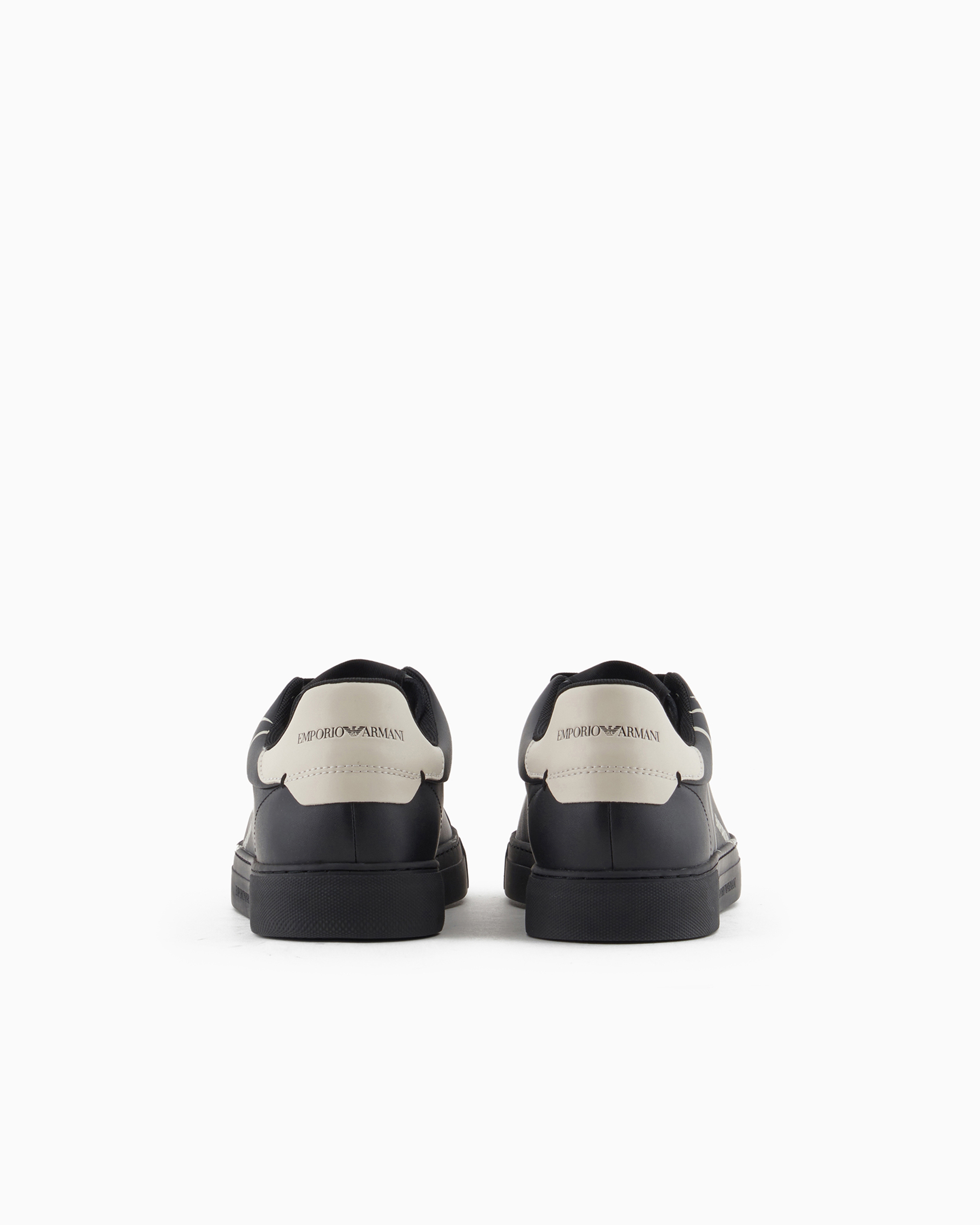 Soft leather sneakers with eagle print Emporio Armani