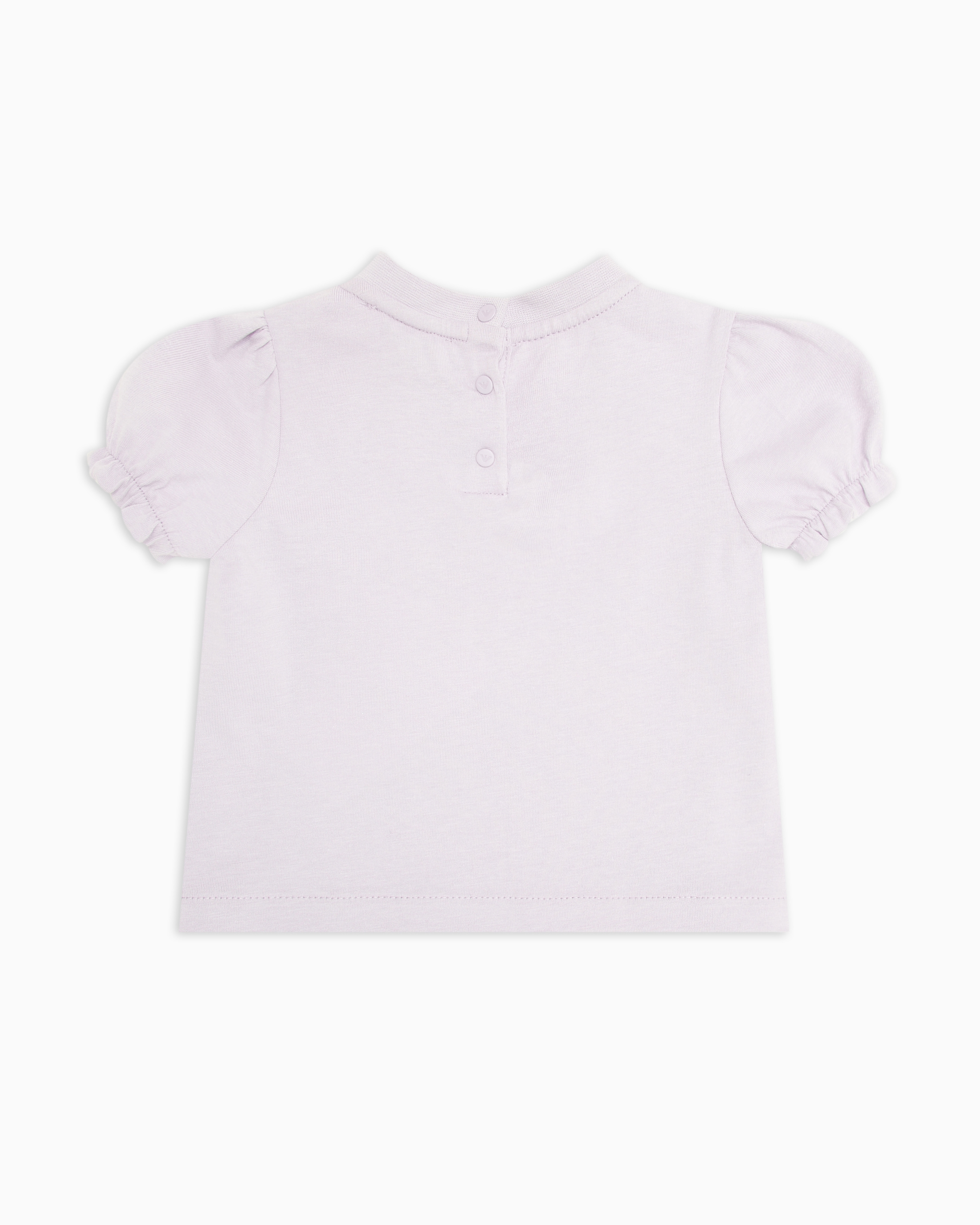 Shop Emporio Armani Asv Jersey T-shirt With Puff Sleeves And Back-to-school Print In Lilla