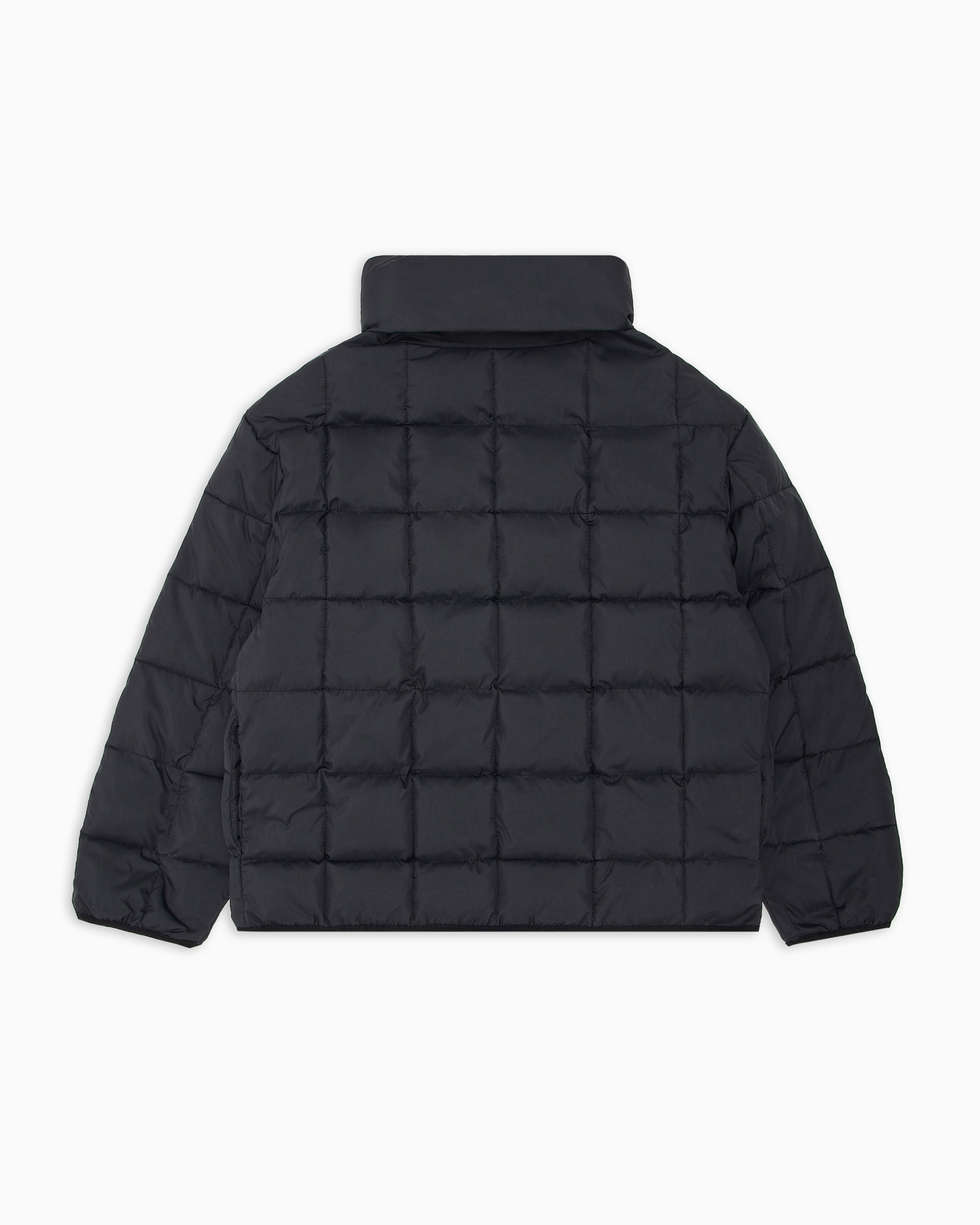 Shop Emporio Armani Quilted Nylon Jacket With Graffiti Logo In Noir