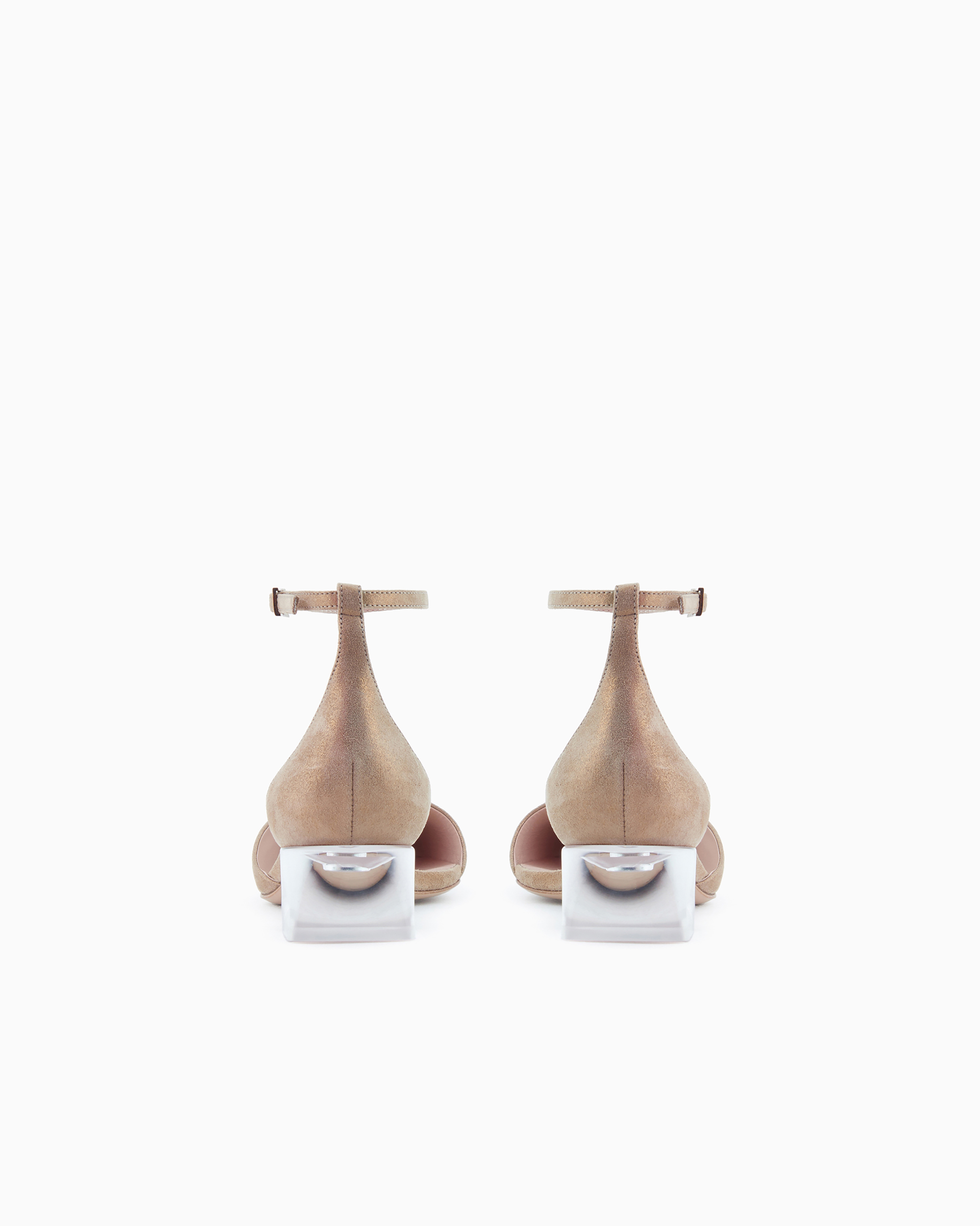 Giorgio Armani Laminated Suede D'orsay Court Shoes In Gold