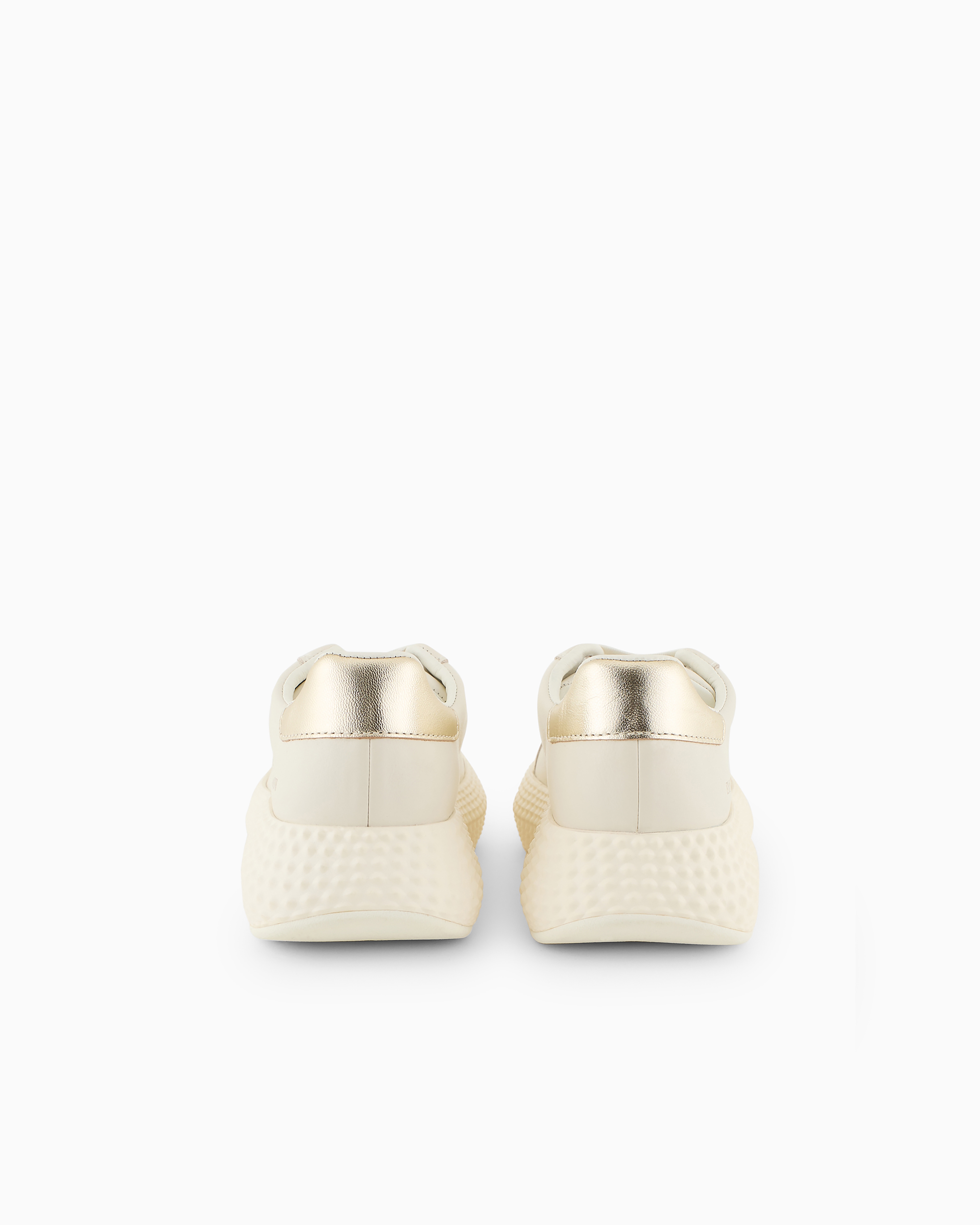 Emporio Armani Chunky Leather Sneakers With Gold Back In Pattern