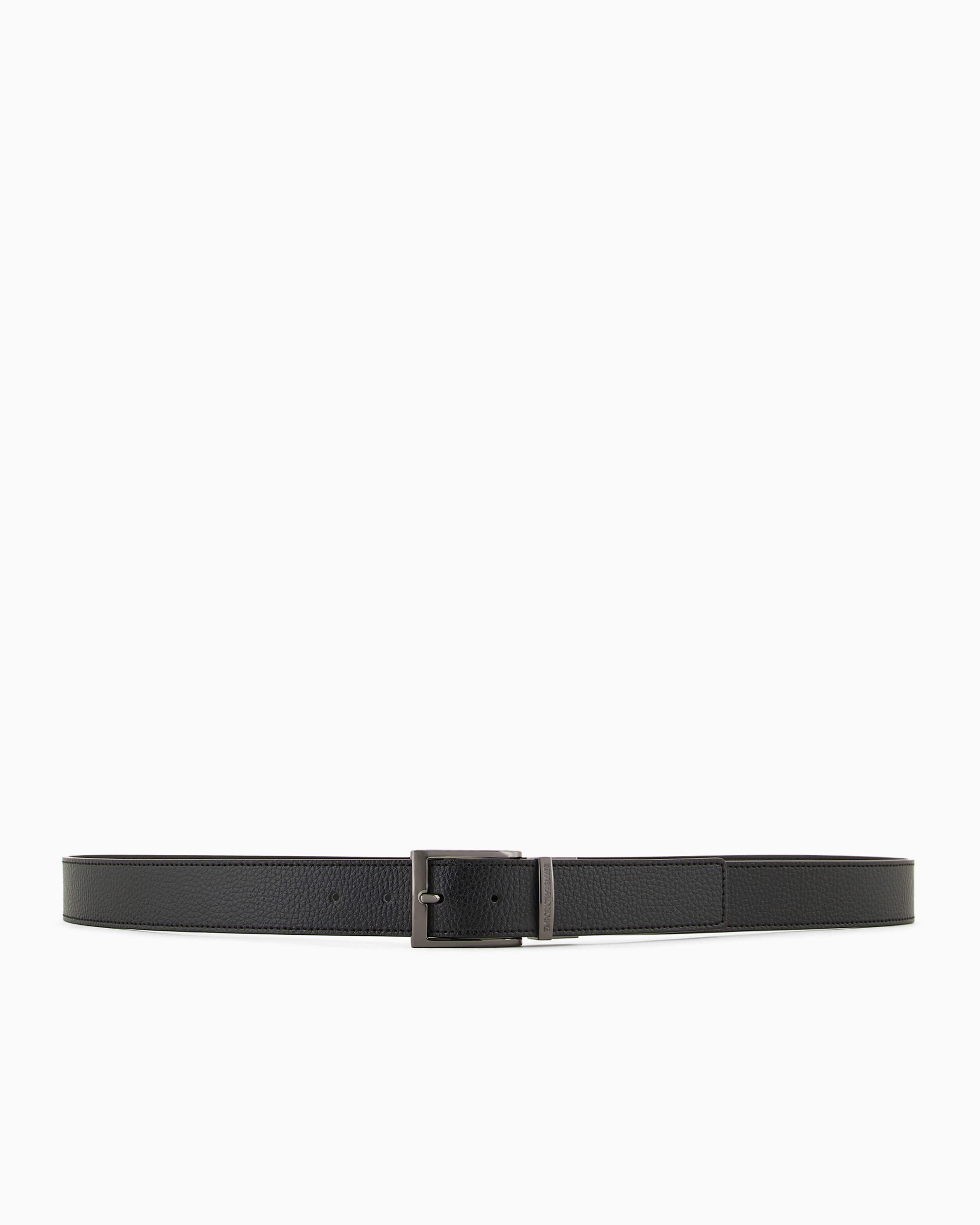 Emporio Armani Official Store Palmellato-leather Printed Reversible Belt In Black 3