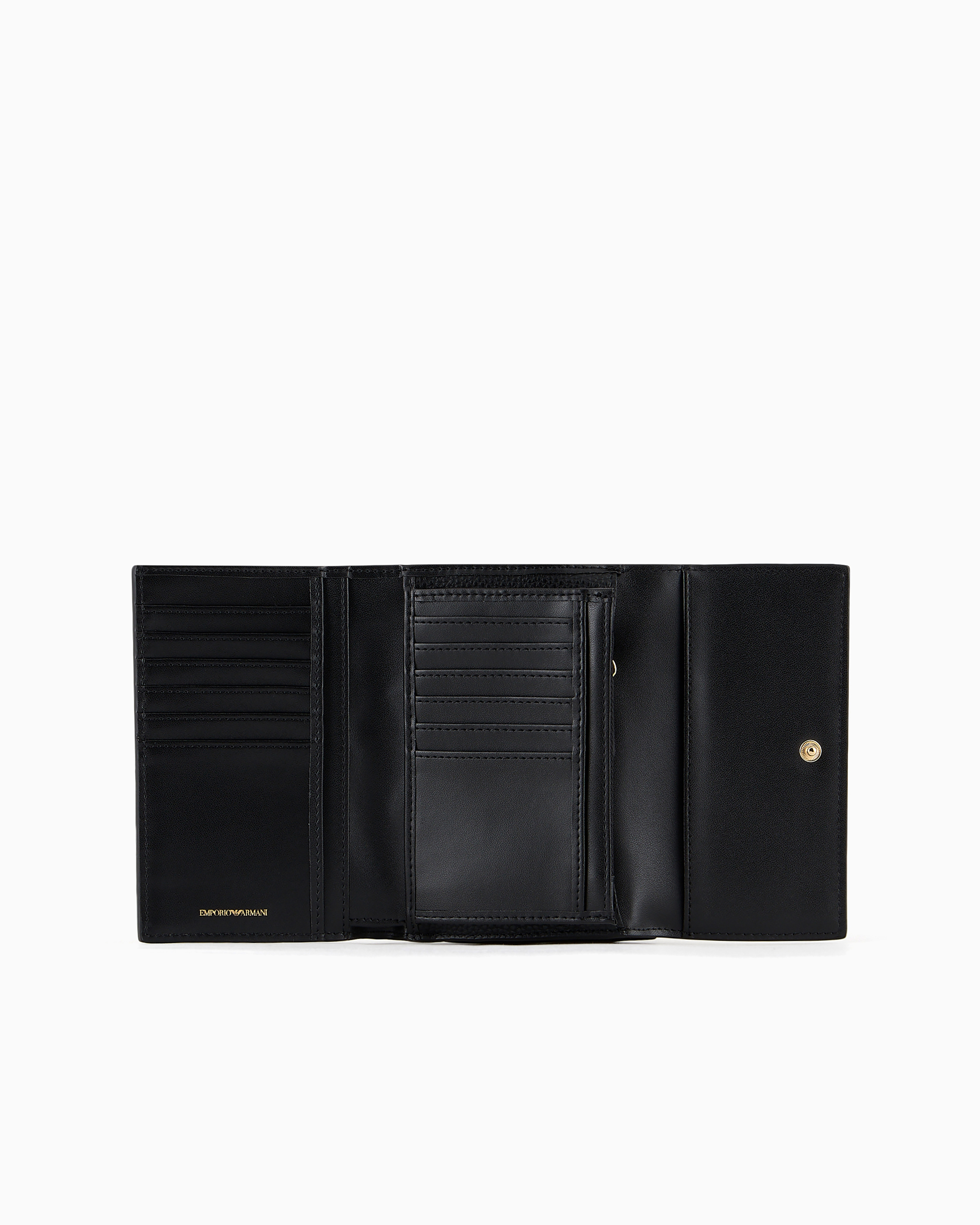 Emporio Armani Official Store Myea Bifold Wallet With Deer Print In Black