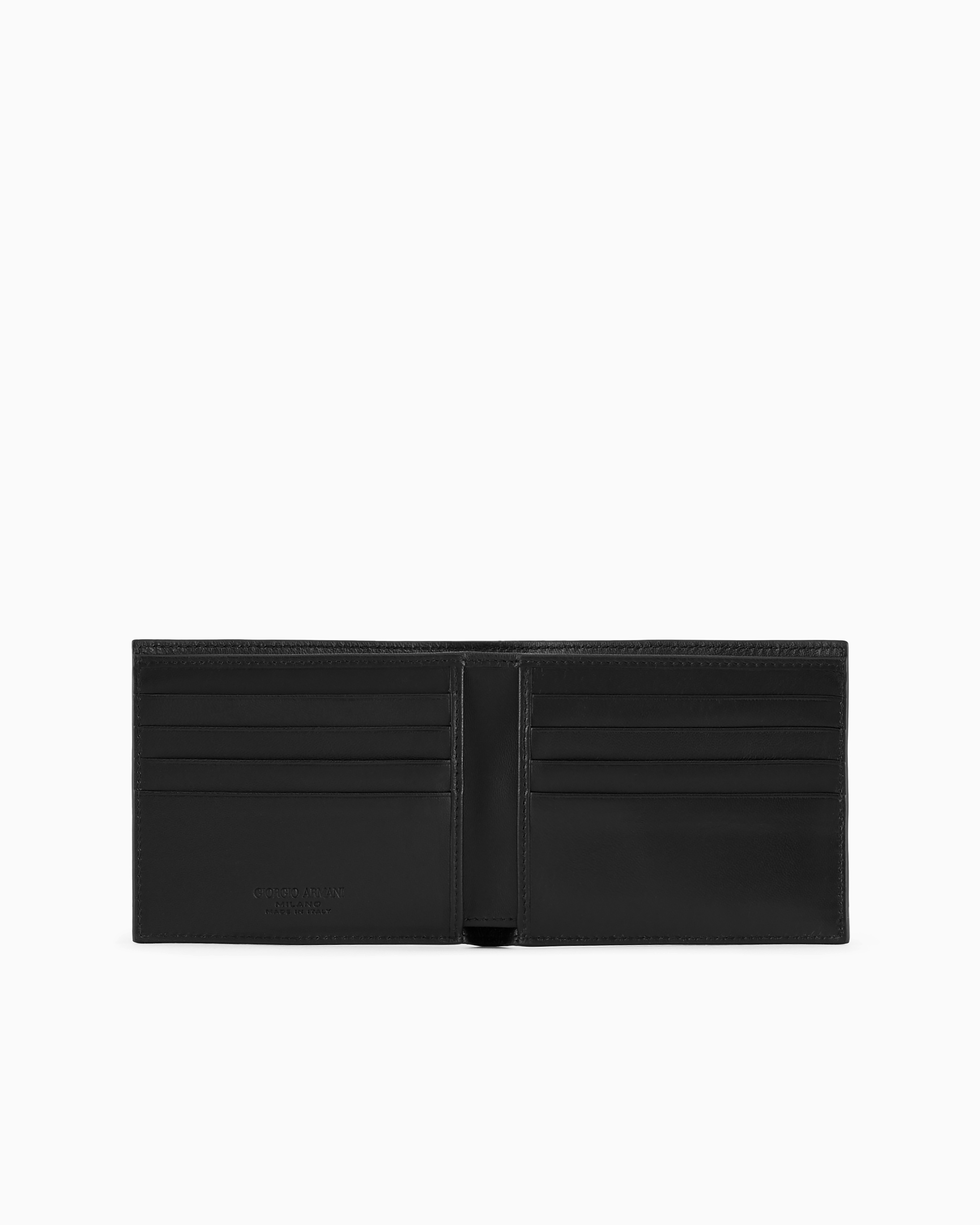 GIORGIO ARMANI NAPPA-LEATHER BIFOLD WALLET WITH EMBROIDERED LOGO 