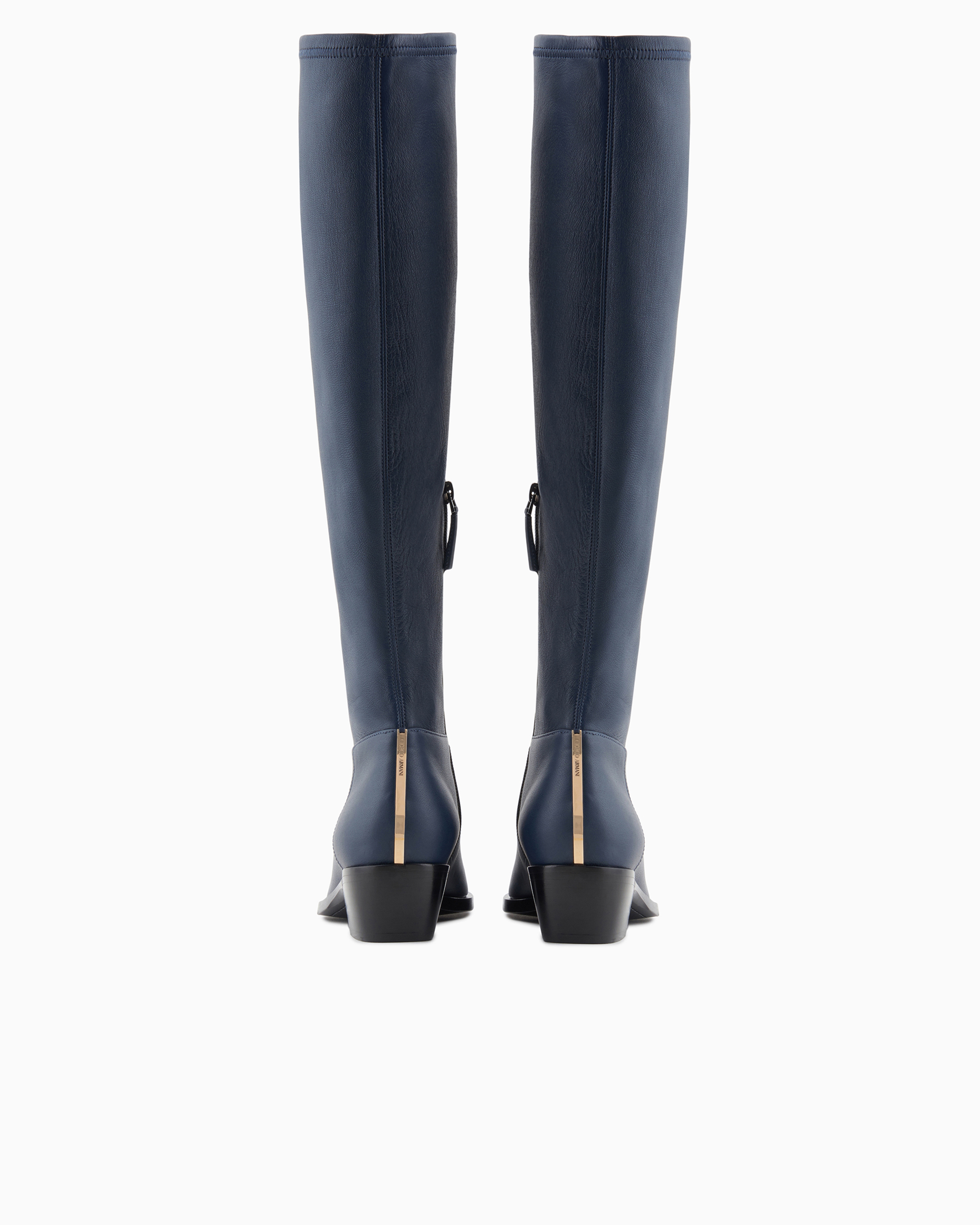 Shop Giorgio Armani Stretch Nappa-leather Boots In Blue