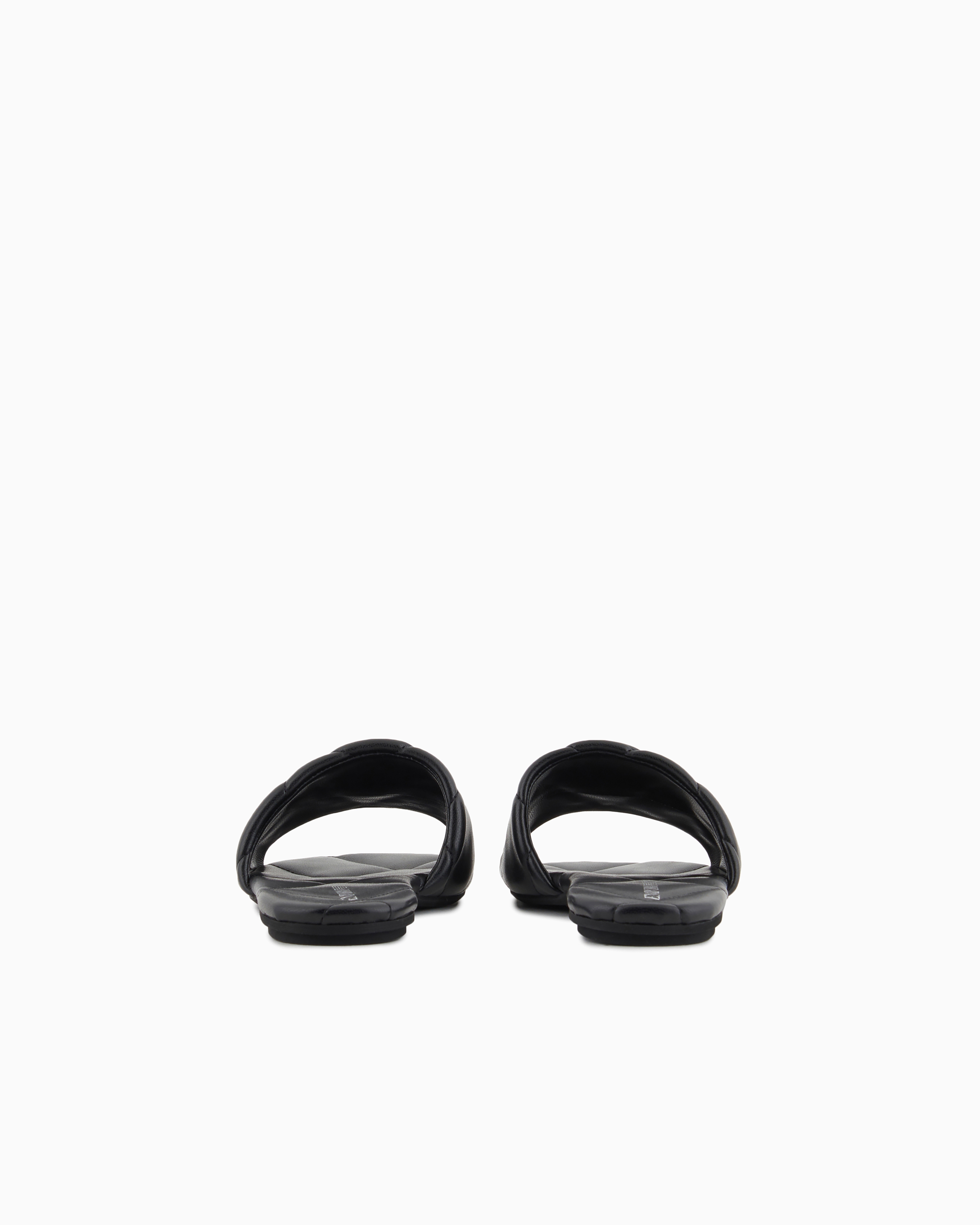 Emporio Armani Quilted Nappa-leather Effect Sandals With Eagle In Black