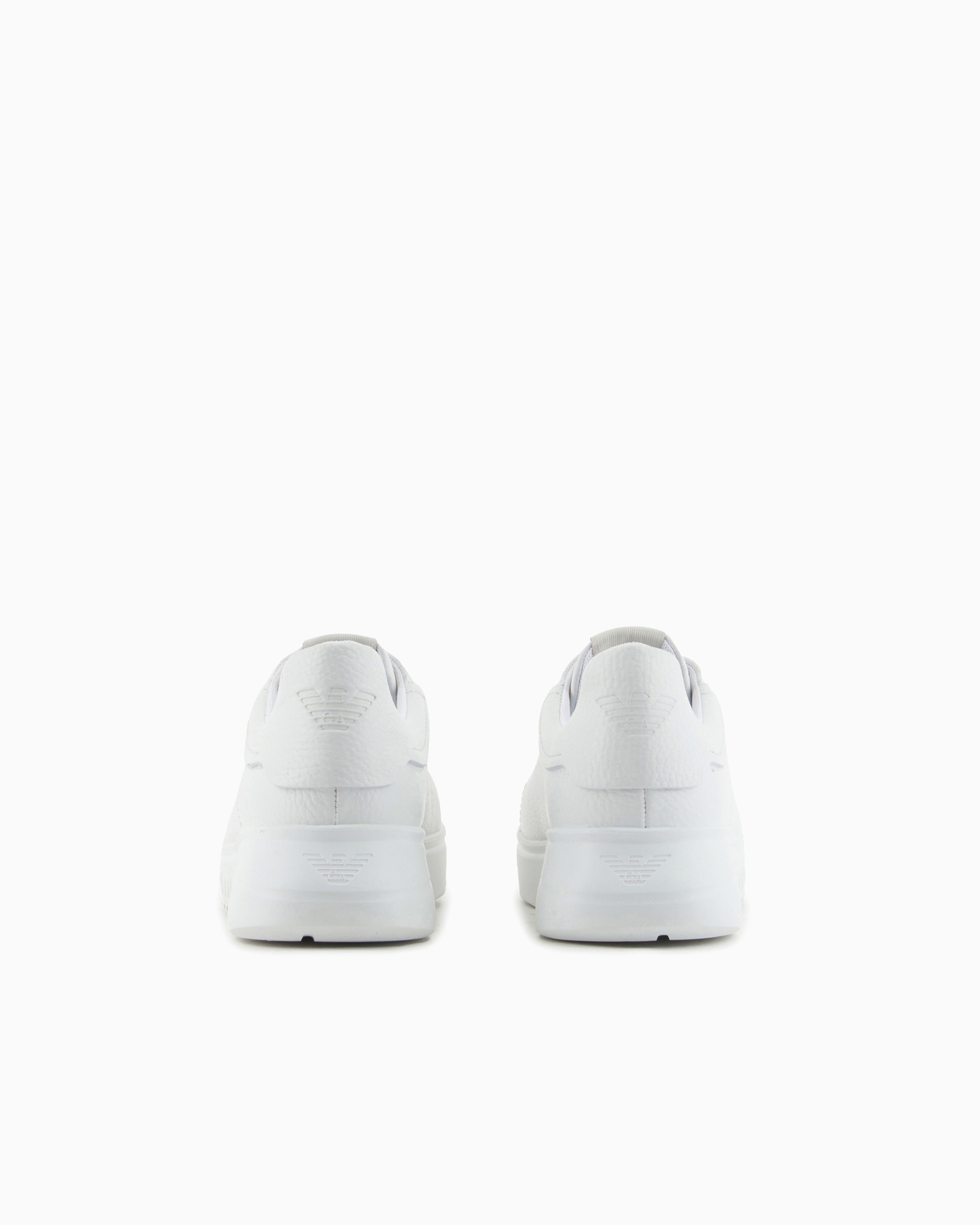 Emporio Armani Cruelty Free Leather Sneakers In White