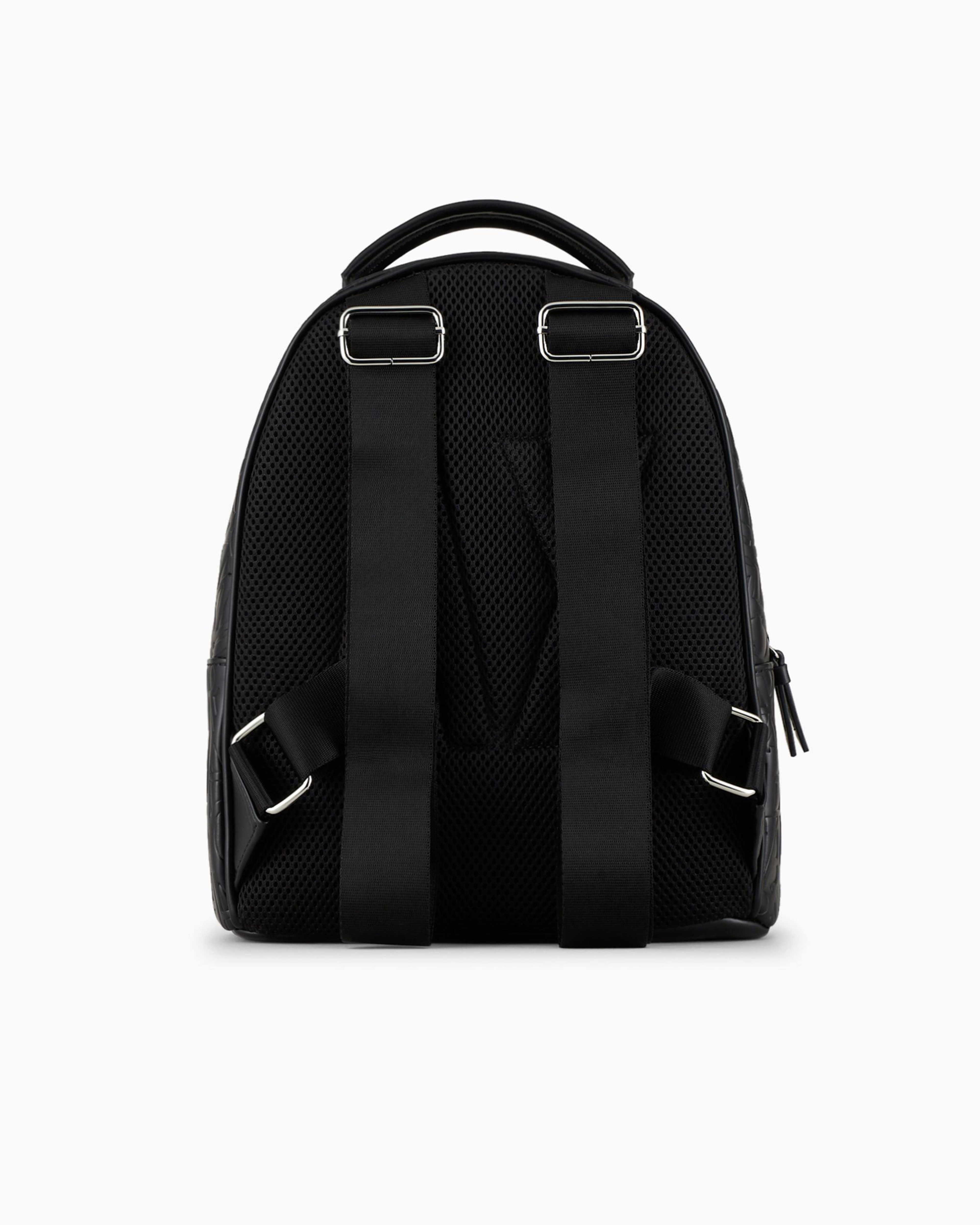 Shop Armani Exchange Backpack With Allover Embossed Logo In Black