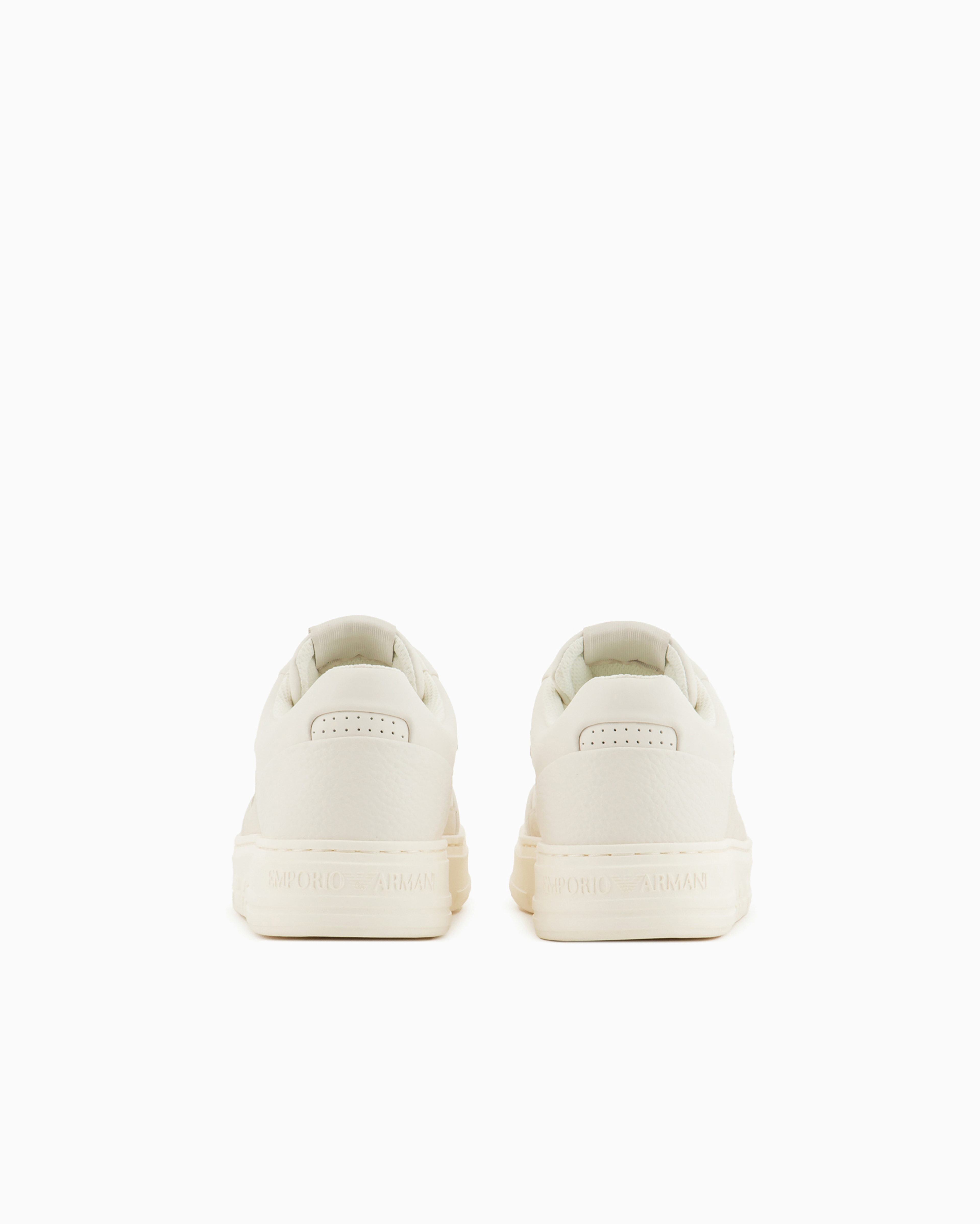 Emporio Armani Asv Regenerated-leather Sneakers With Contrasting Details In White