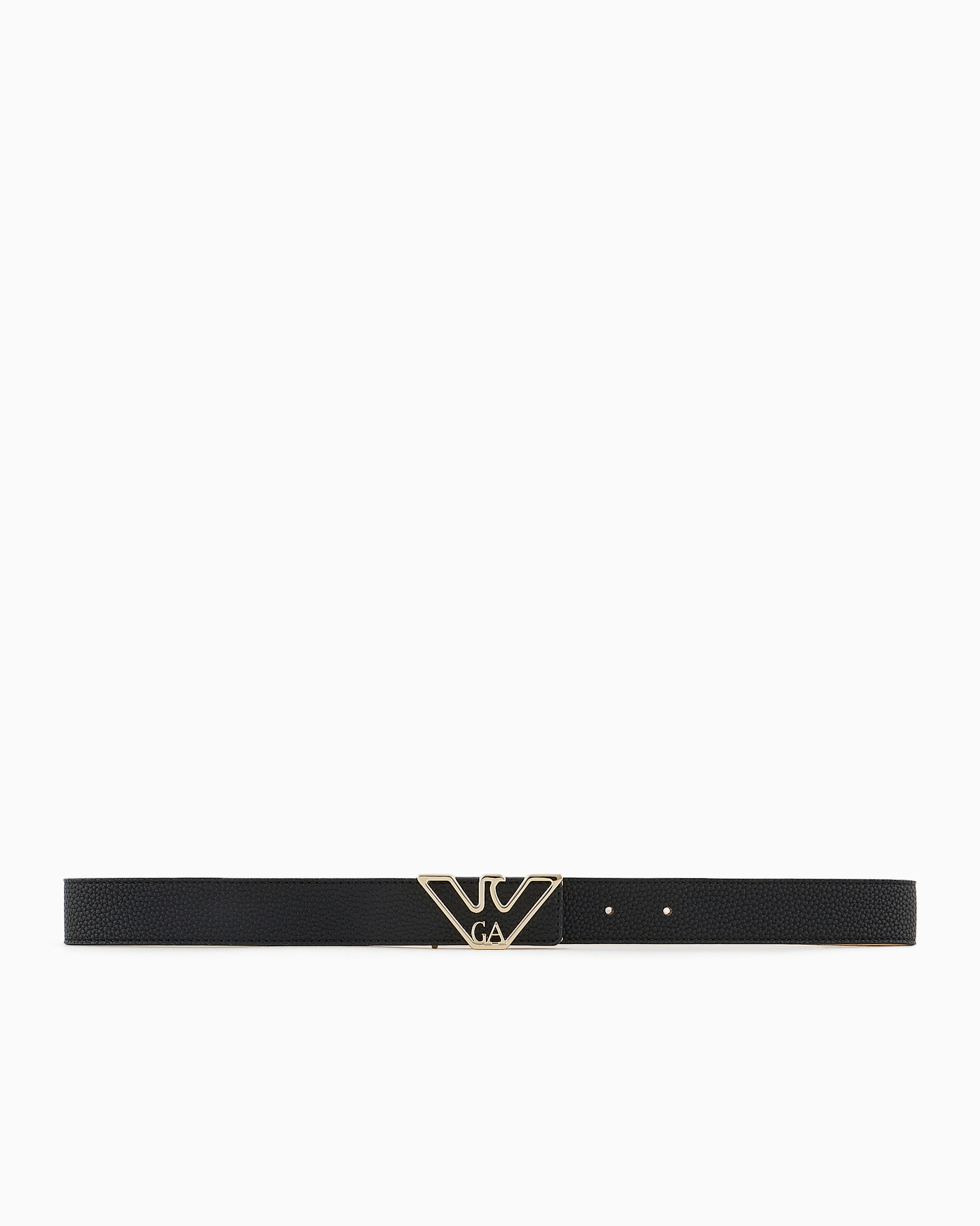 Emporio Armani Belt With Deer-print Eagle Plate In Black