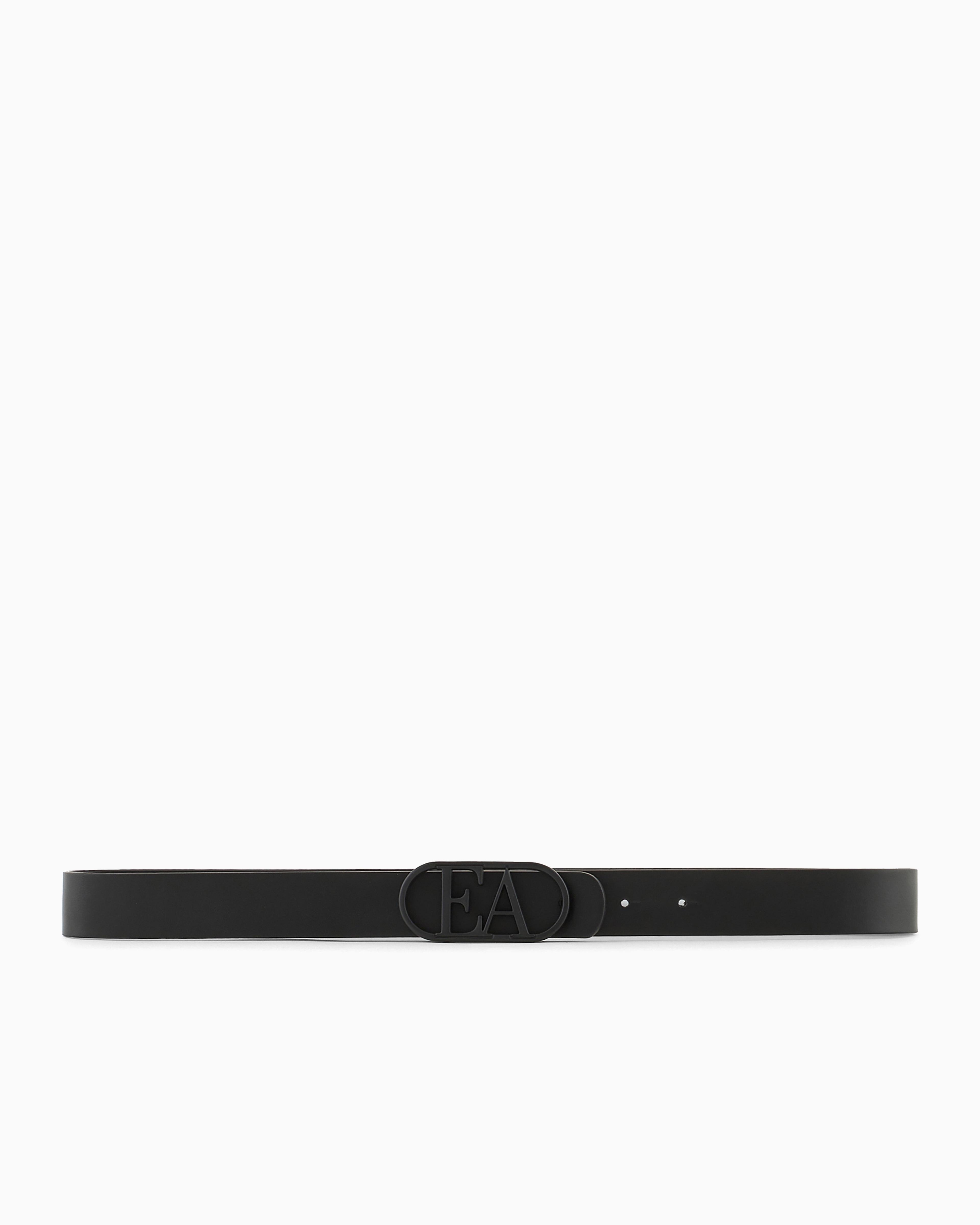 Emporio Armani Official Store Leather Belt With Ea Buckle In Black Logo