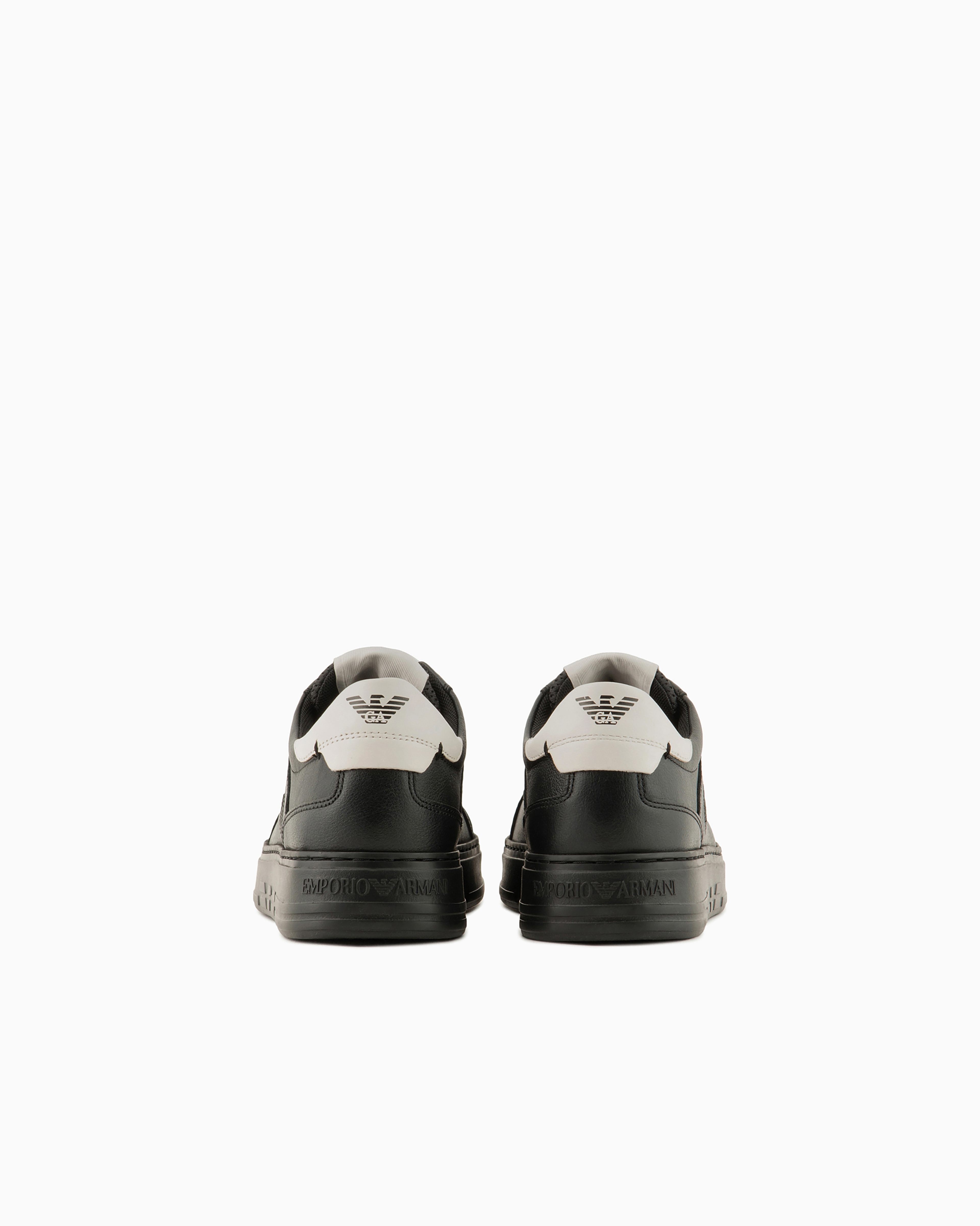EMPORIO ARMANI HAMMERED-LEATHER SNEAKERS