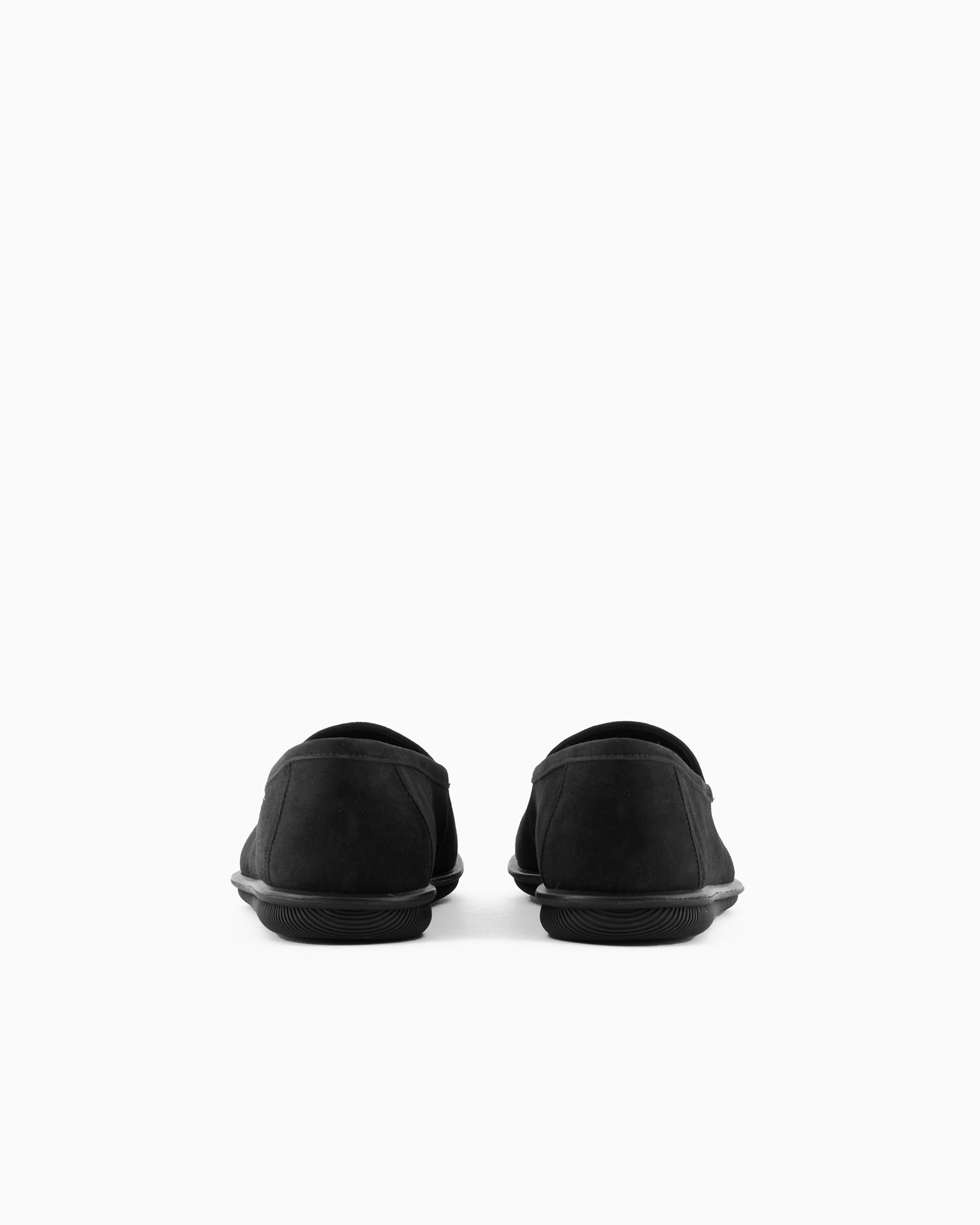Giorgio Armani Official Store Suede Loafers With Embroidered Logo In Black