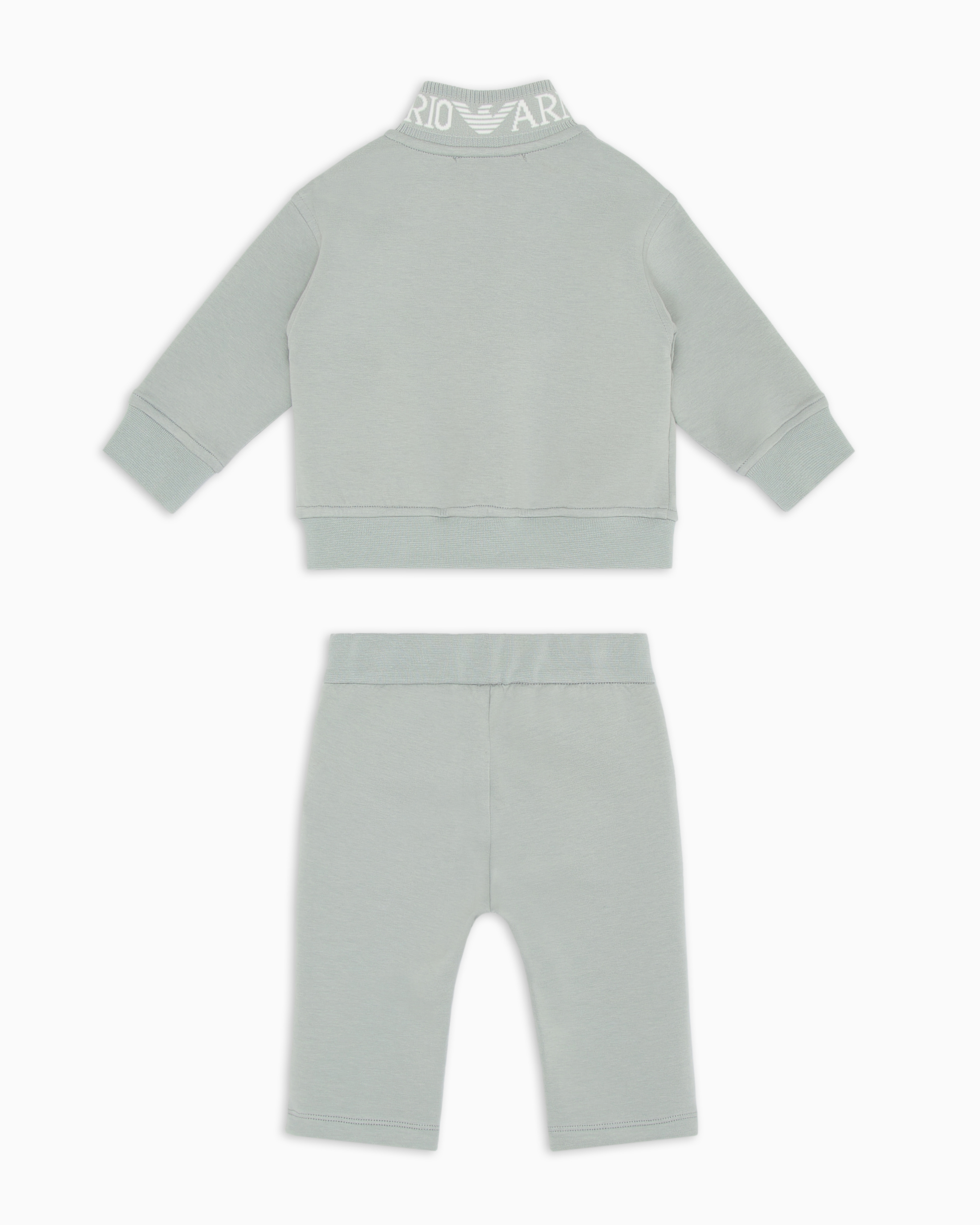 Shop Emporio Armani Tracksuit With Full-zip Sweatshirt In Double Jersey With Jacquard Logo In Grey