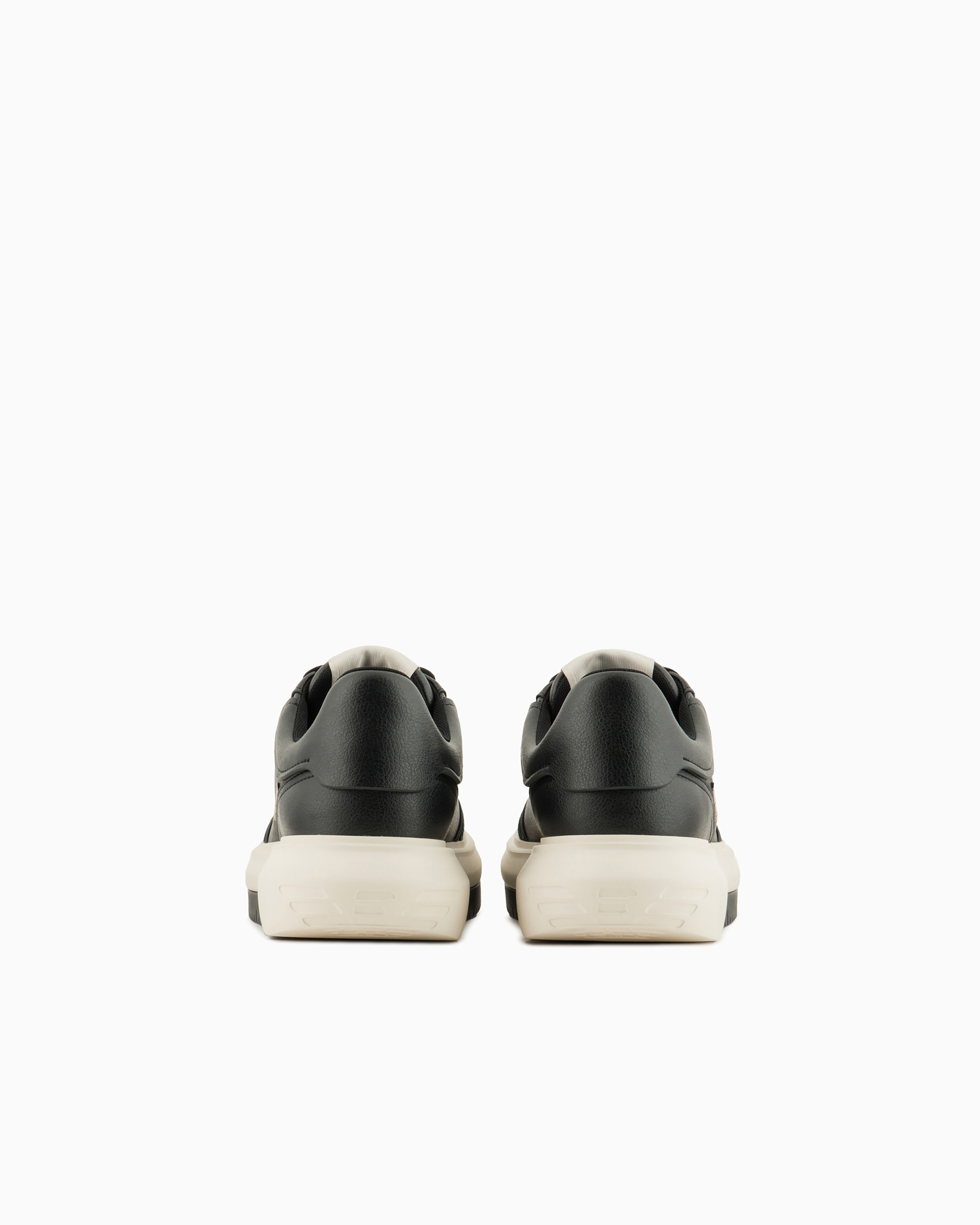 EMPORIO ARMANI HAMMERED-LEATHER SNEAKERS WITH SIDE LOGO 