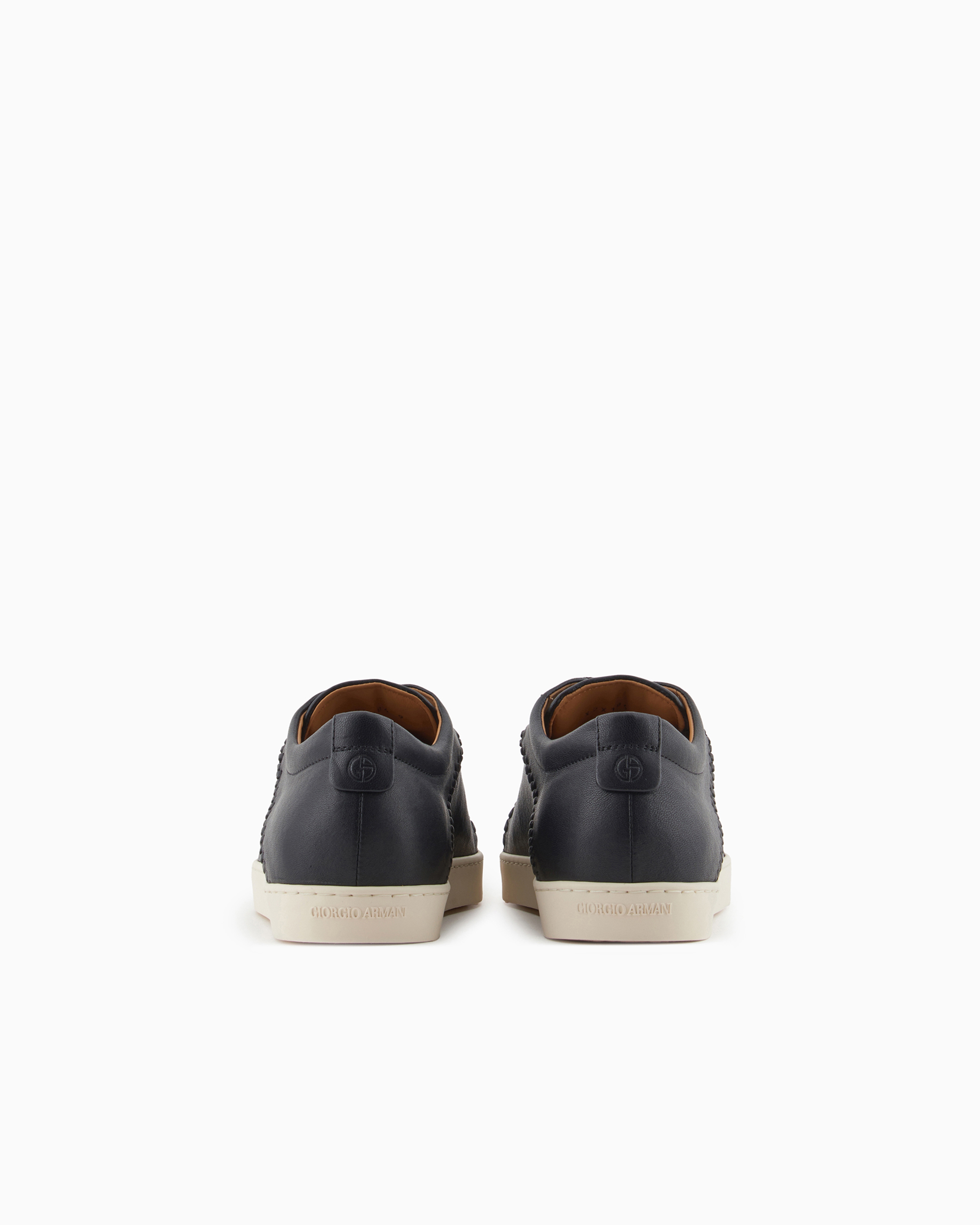 Giorgio Armani Official Store Nappa-leather Sneakers In Black