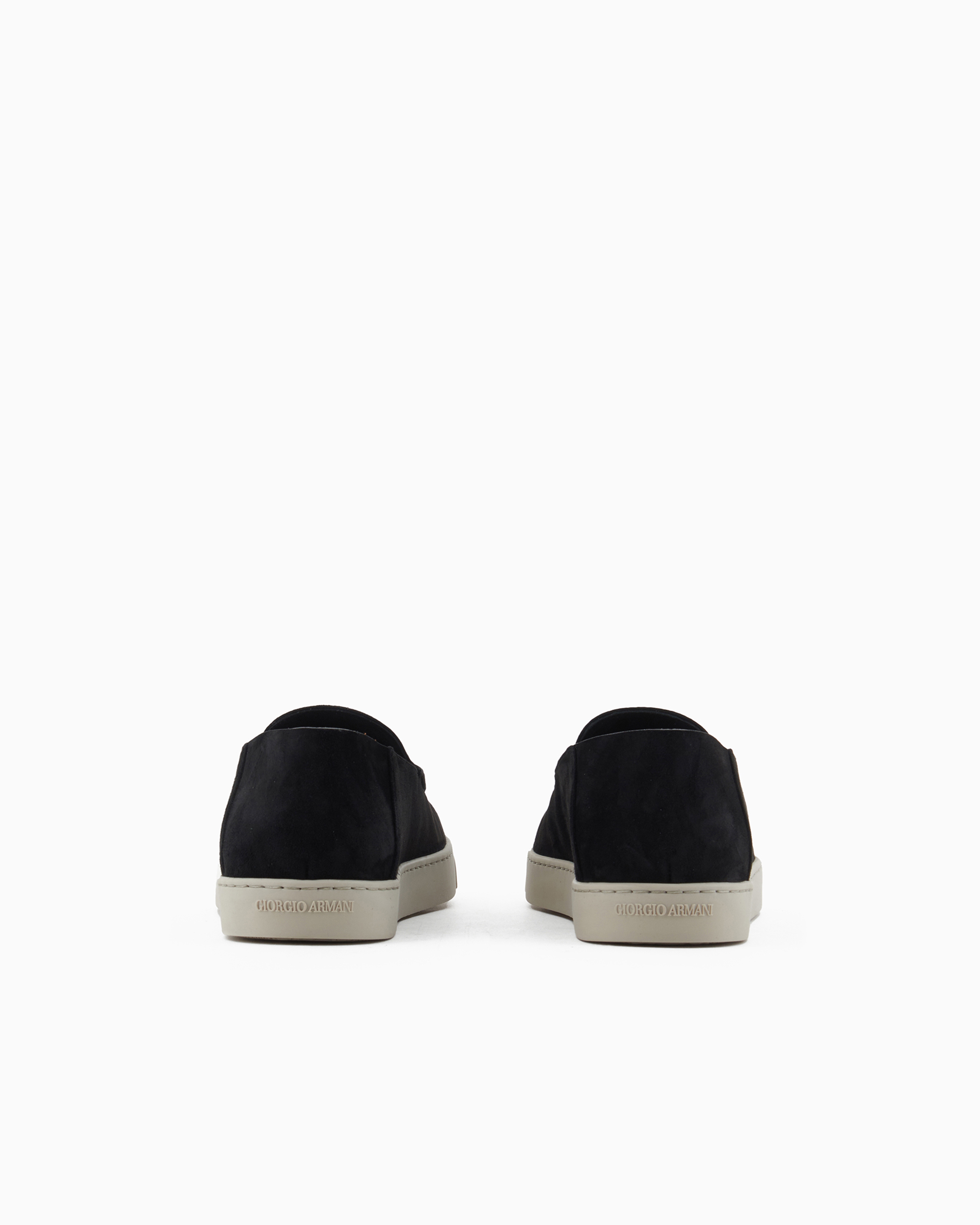 Giorgio Armani Official Store Suede Slip-ons In Black
