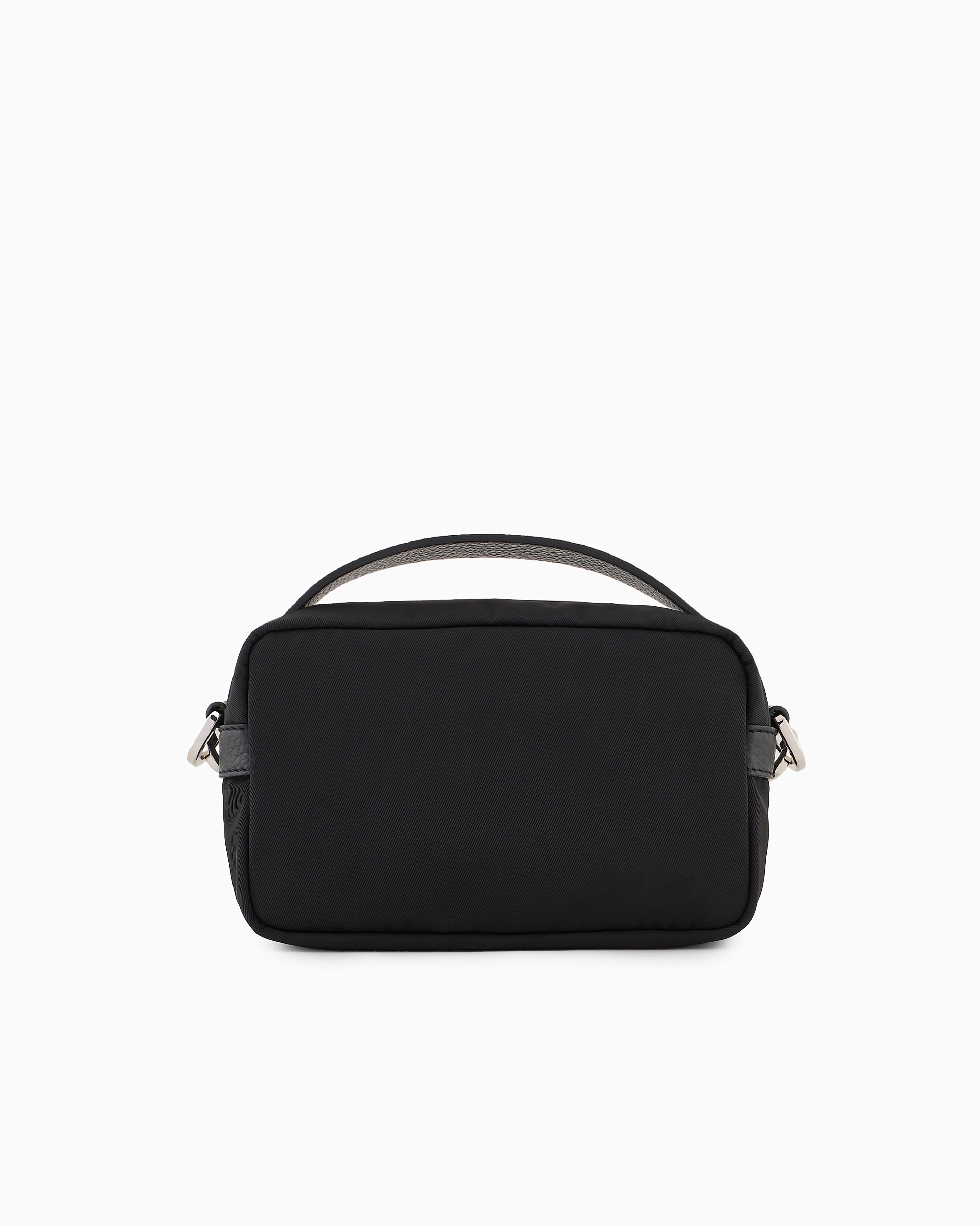 Giorgio Armani Asv Mini Crossbody Bag In Nylon And Leather In Black