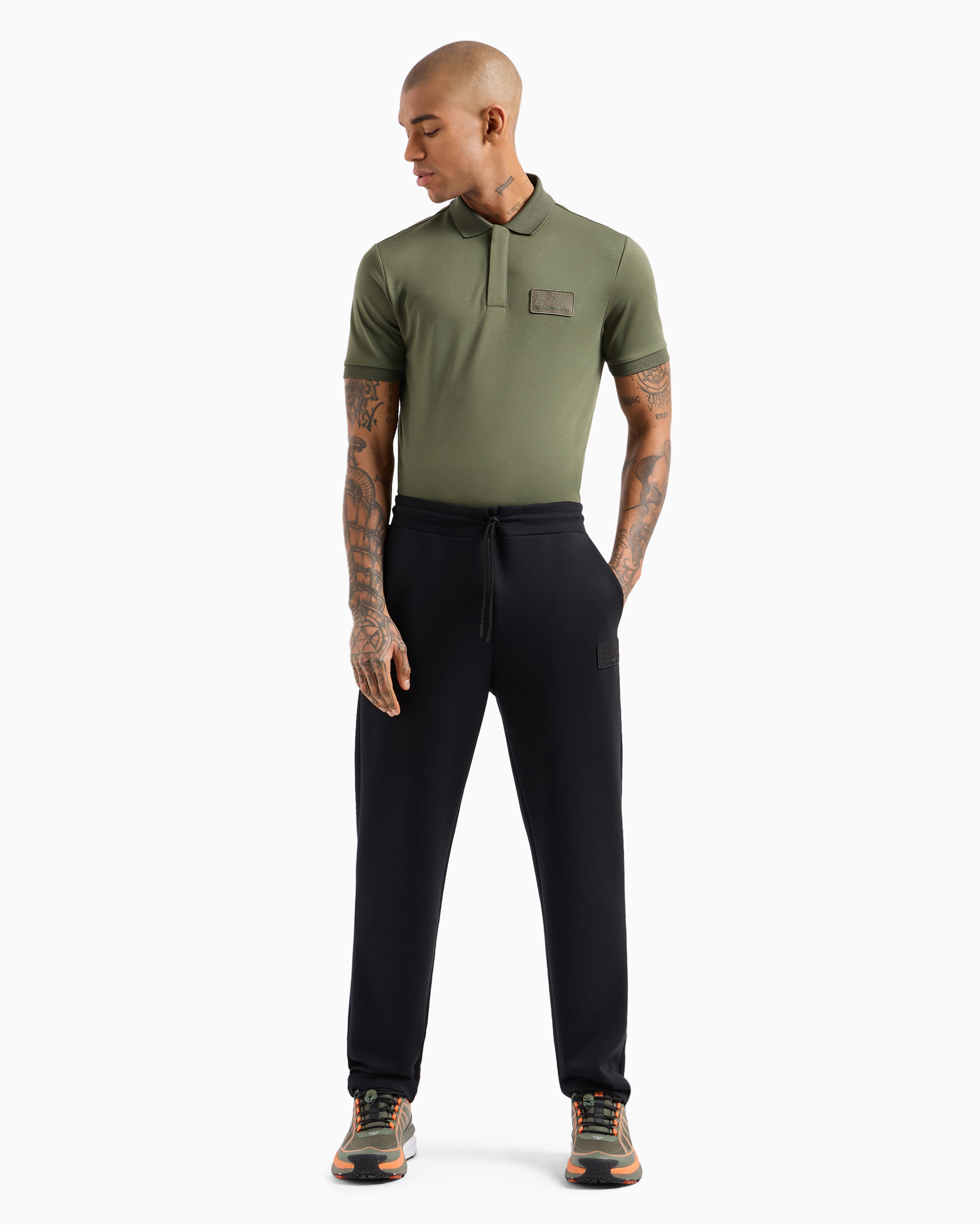 Shop Ea7 Lux Identity Modal-blend Trousers In Noir