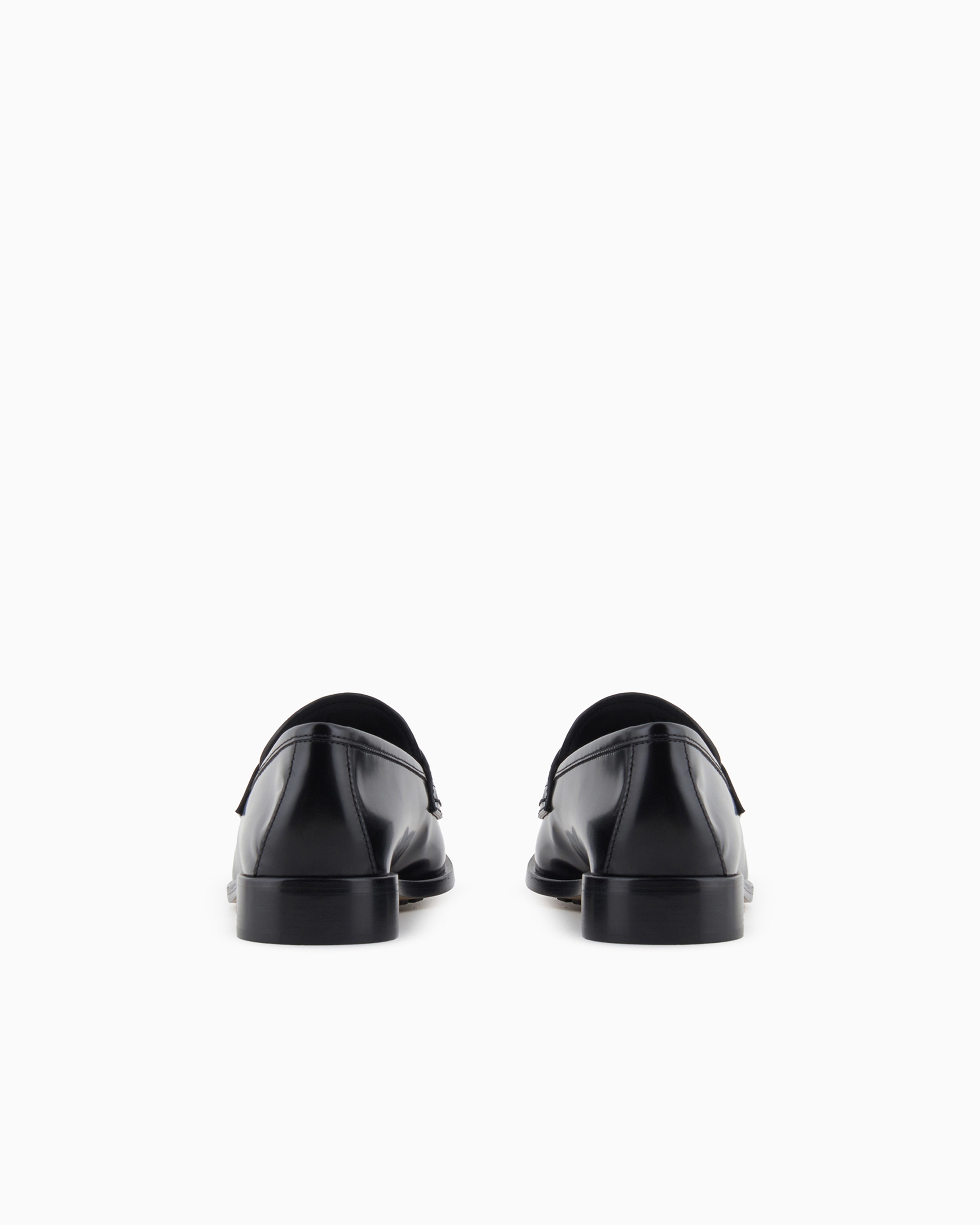 Giorgio Armani Official Store Brushed Leather Loafers In Noir
