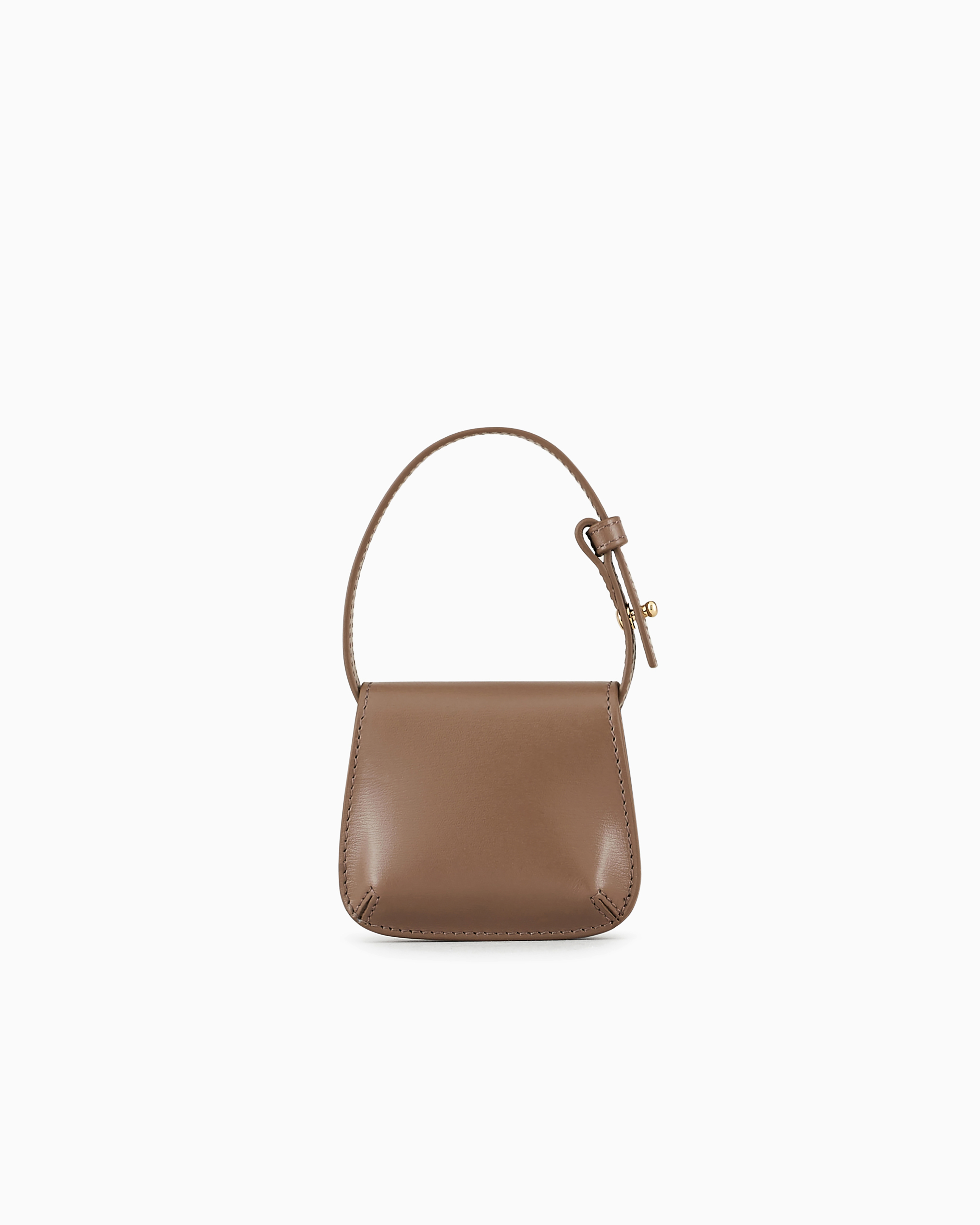 Shop Giorgio Armani La Prima Palmellato Leather Mini-charm In Mud