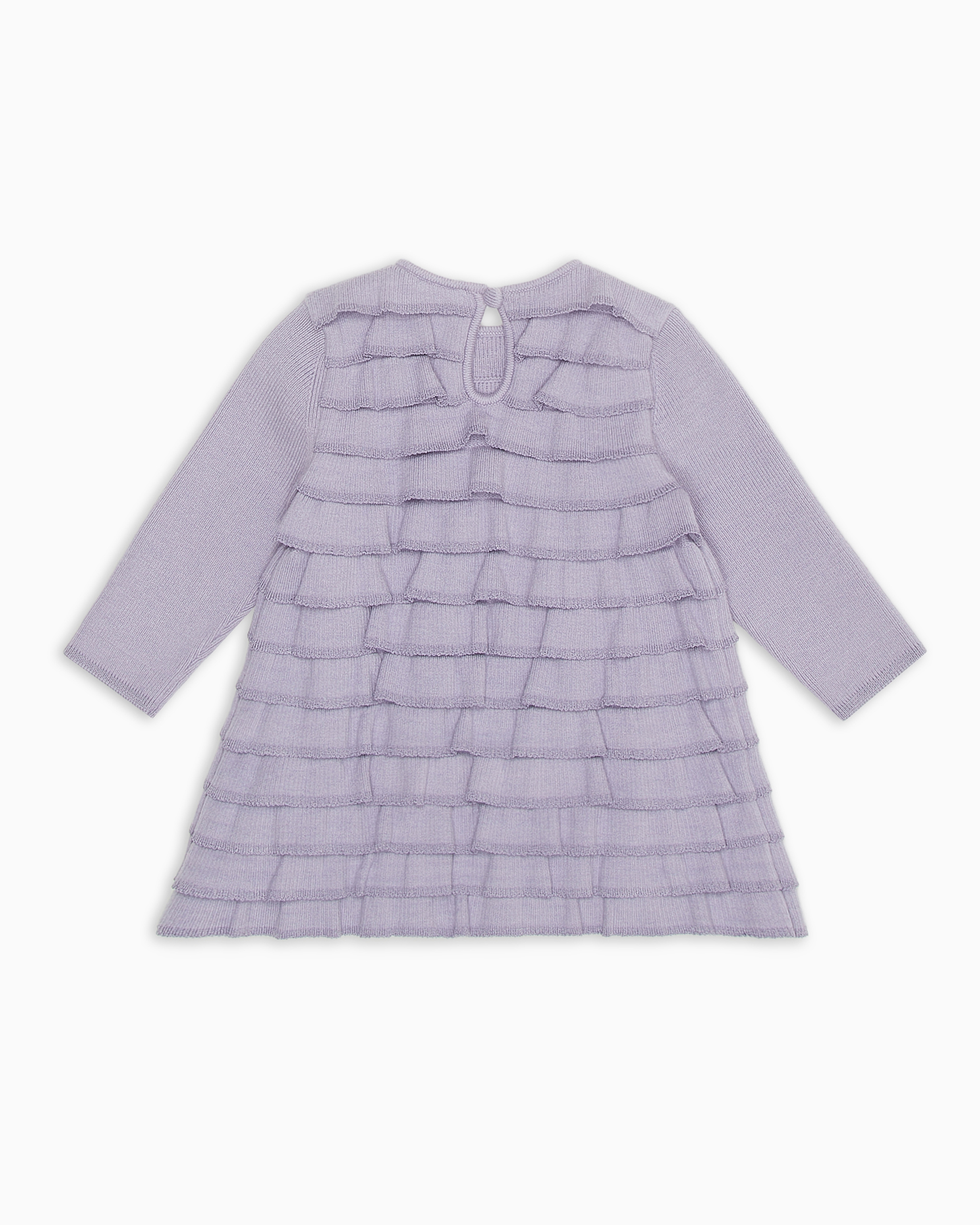 Shop Emporio Armani Knit Dress With Flounces And Ruffles In Purple