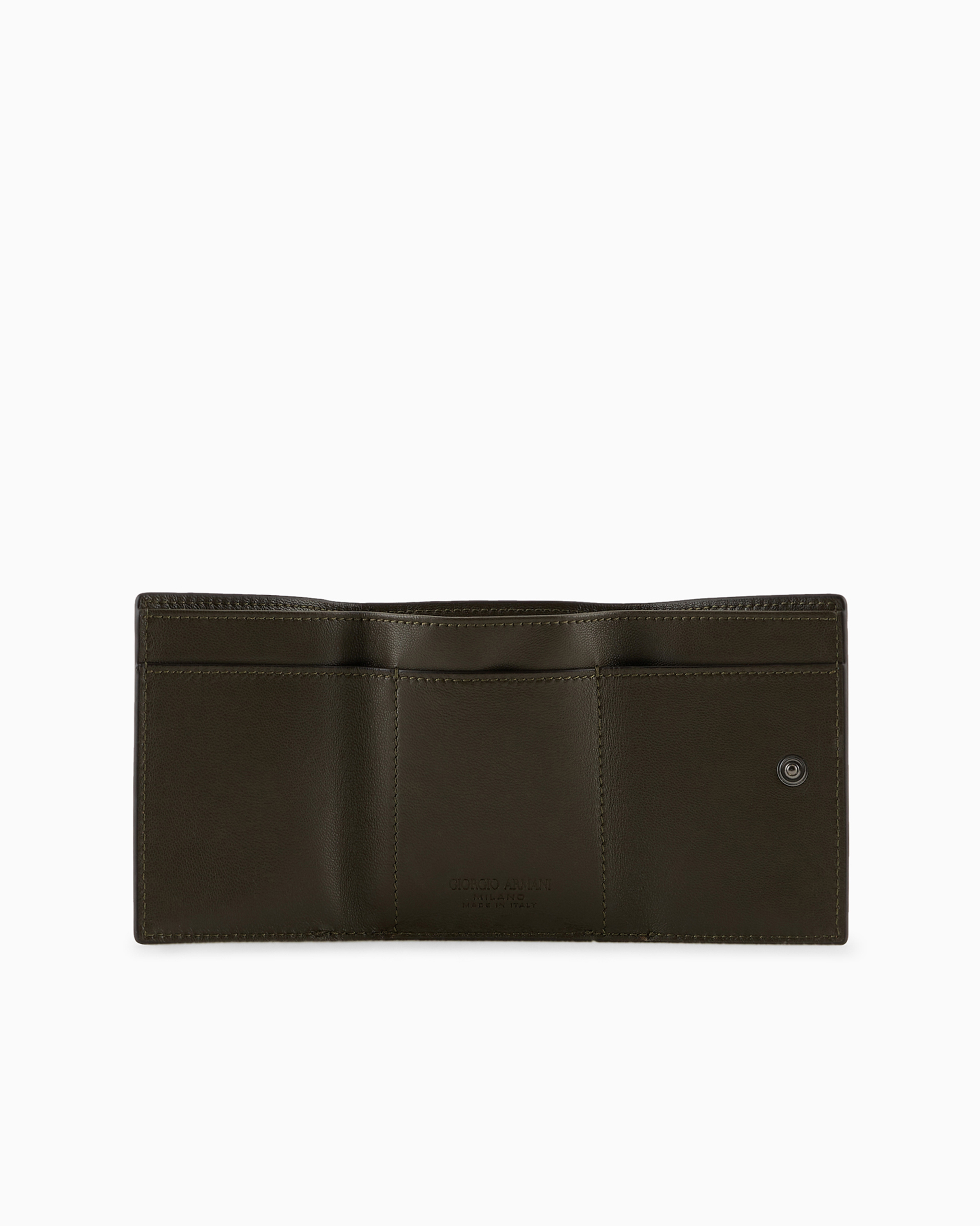 Shop Giorgio Armani Nappa-leather Trifold Wallet In Green