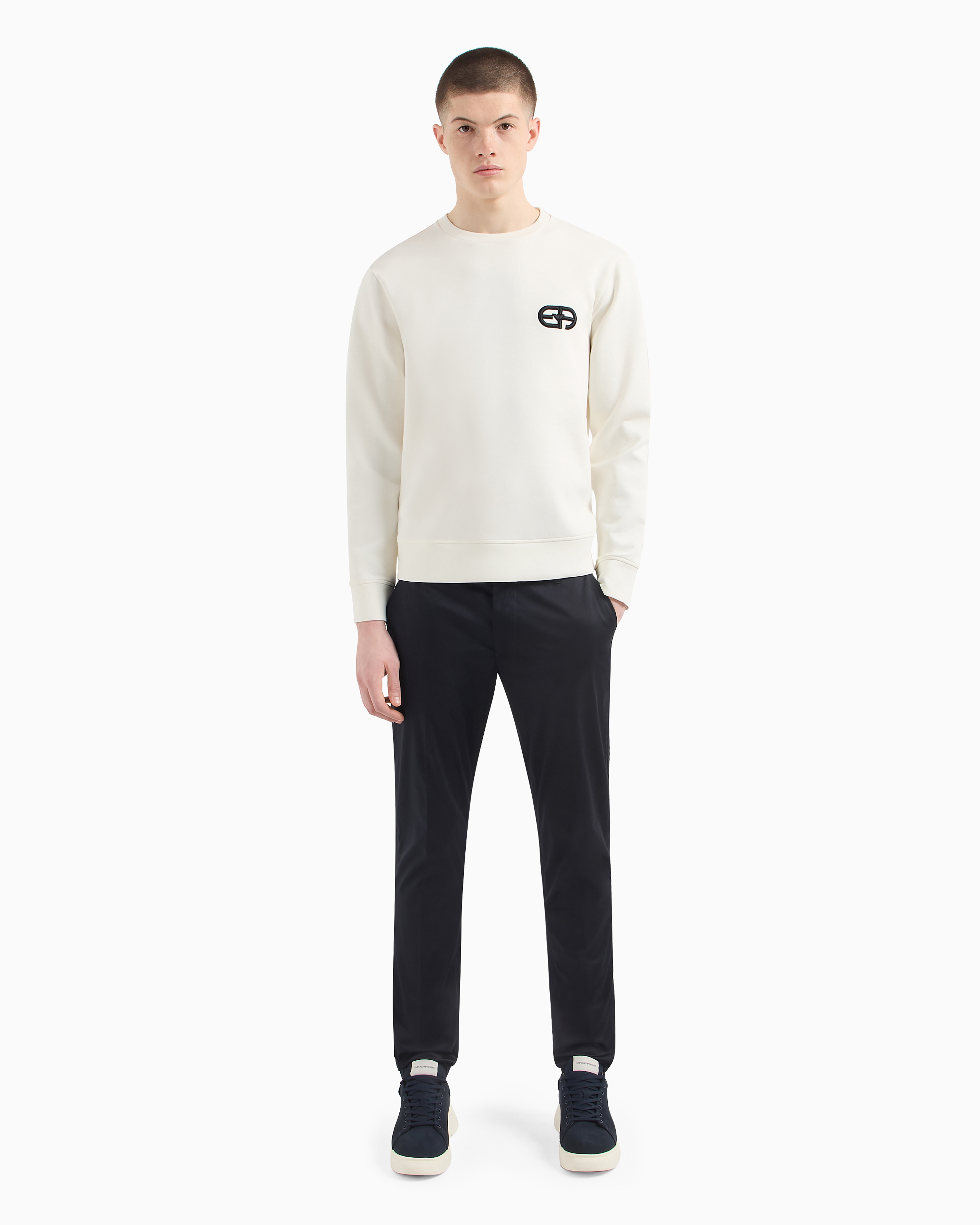 Emporio Armani Men's Logo Cotton Sweatshirt In White