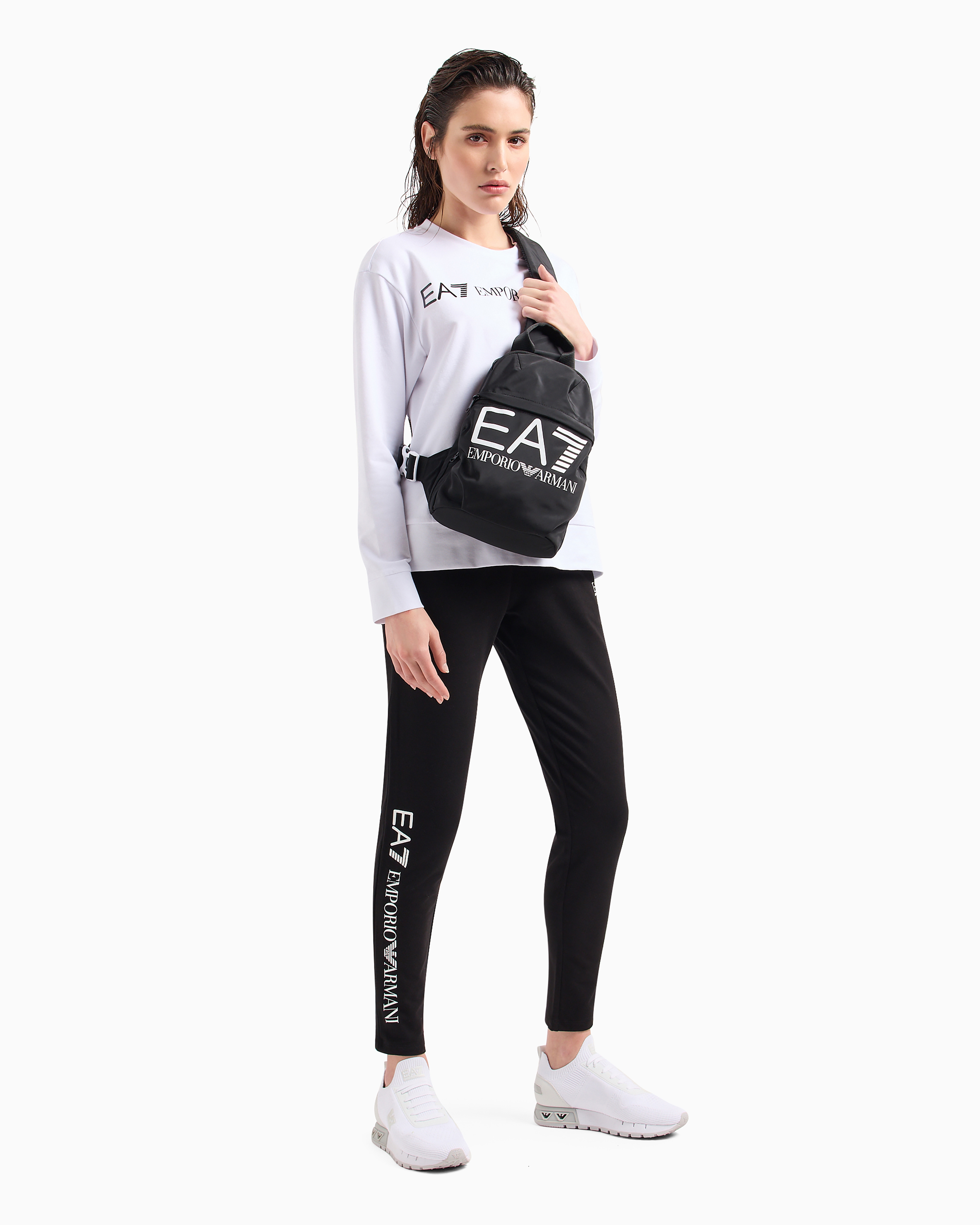 Shop Ea7 Stretch-cotton Tracksuit With Logo In White