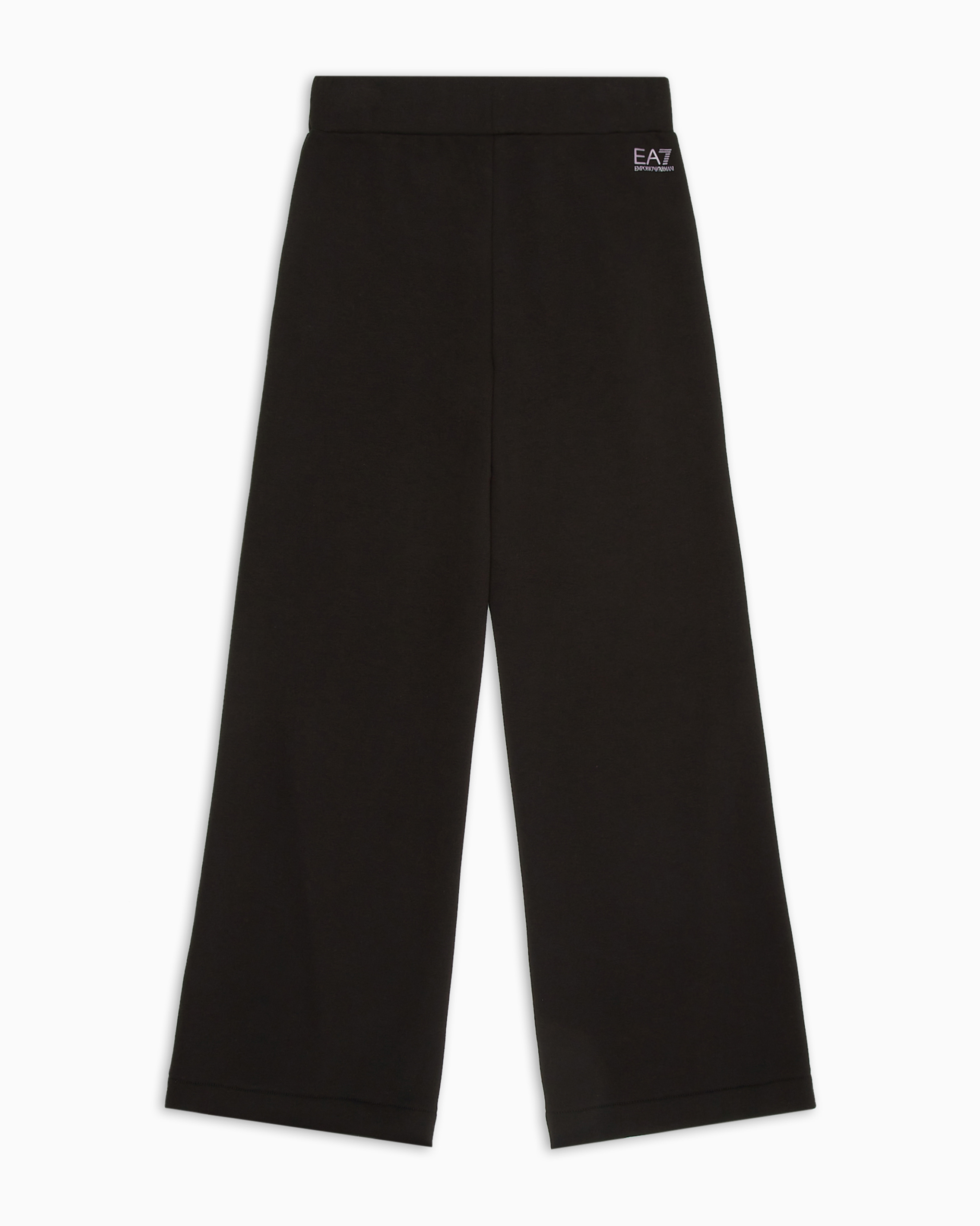Ea7 Logo Series Girl Cotton Blend Trousers In Black