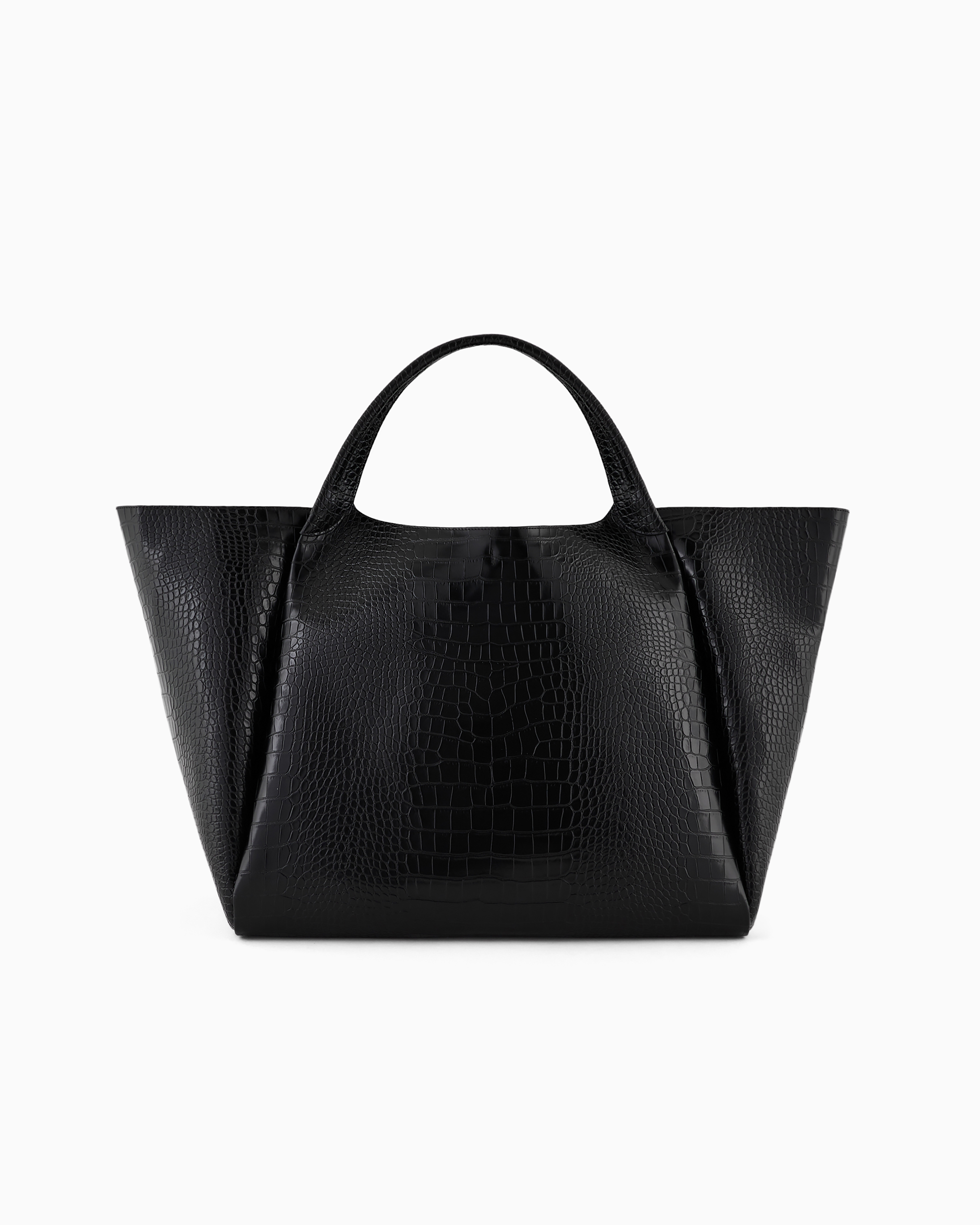 EMPORIO ARMANI OVERSIZED SHOPPER BAG WITH MOCK-CROC FINISH AND LOGO CHARM 