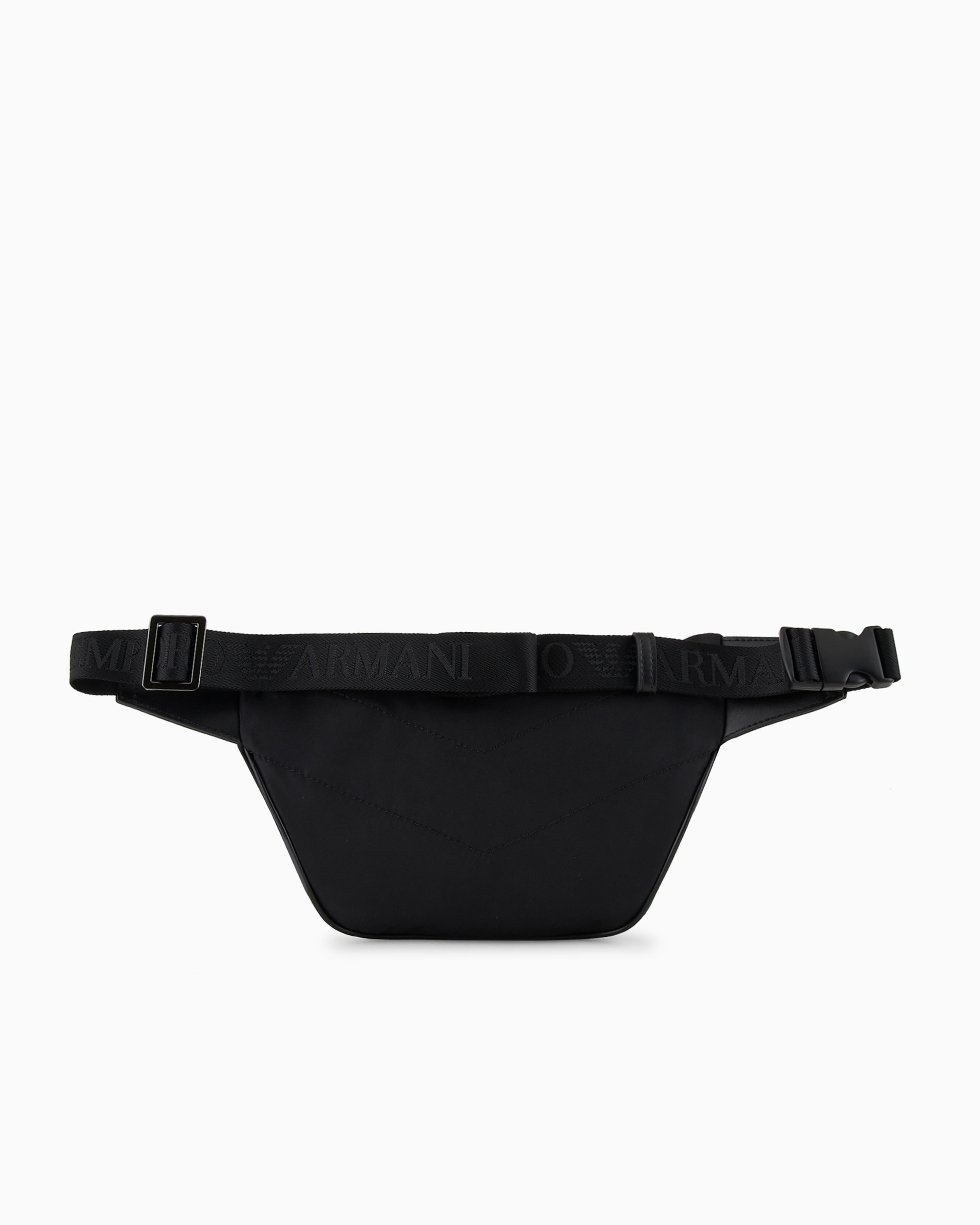 Shop Emporio Armani Asv Recycled-nylon Belt Bag In Black