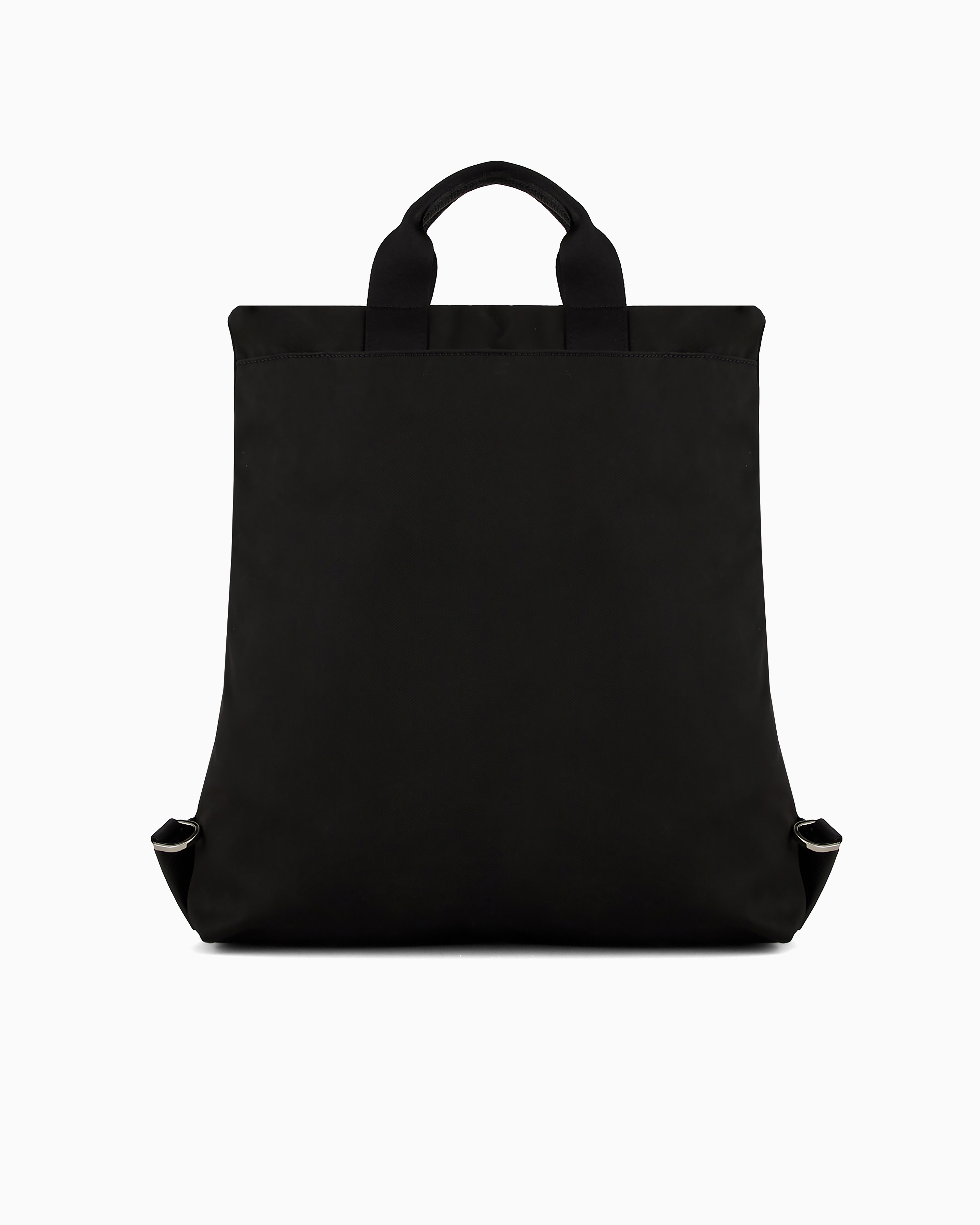 Giorgio Armani Official Store Armani Sustainability Values Nylon And Pebbled Leather Convertible Shopper Bag In Black