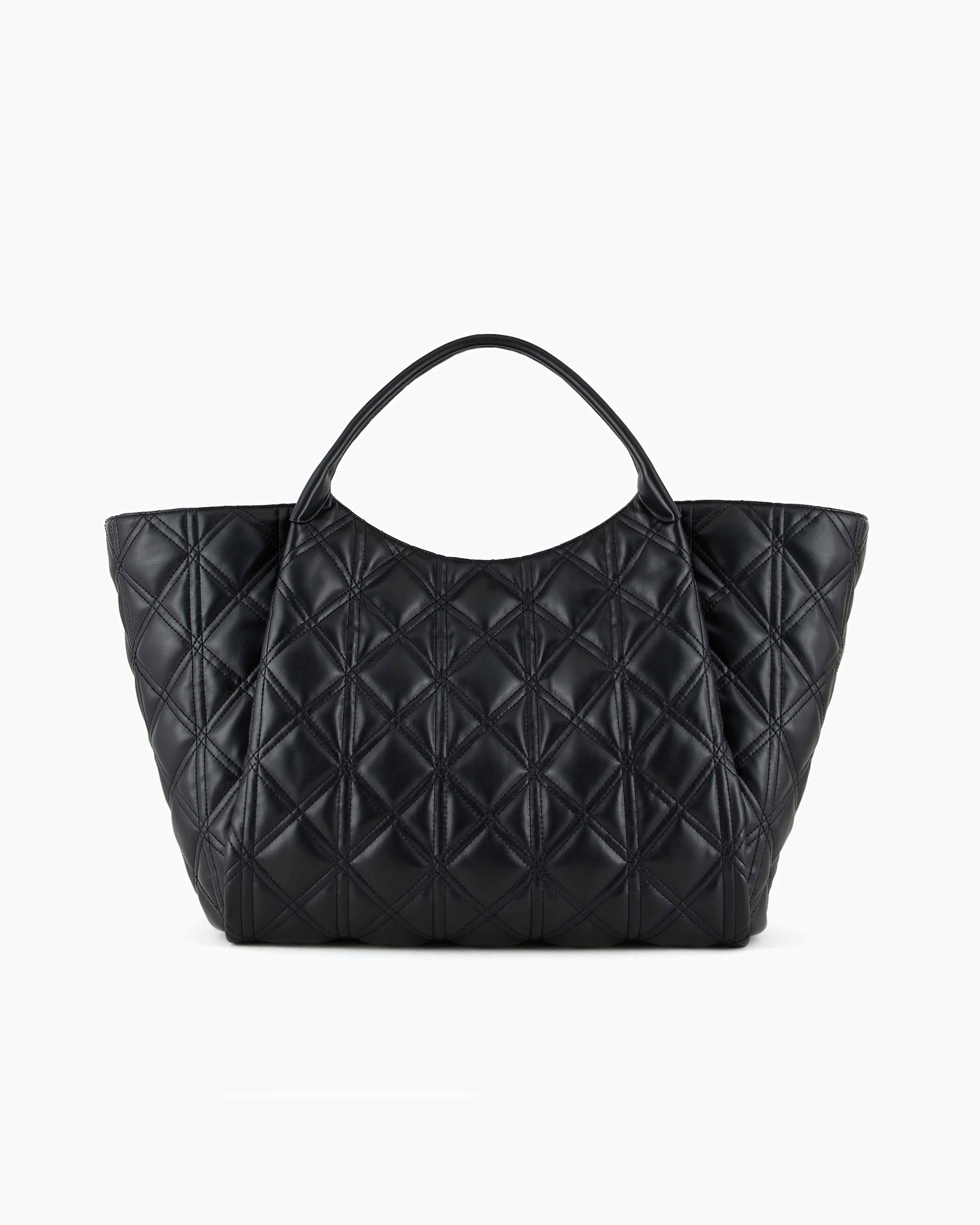 Shop Emporio Armani Quilted Nappa Leather-effect Oversized Shopper Bag In Black