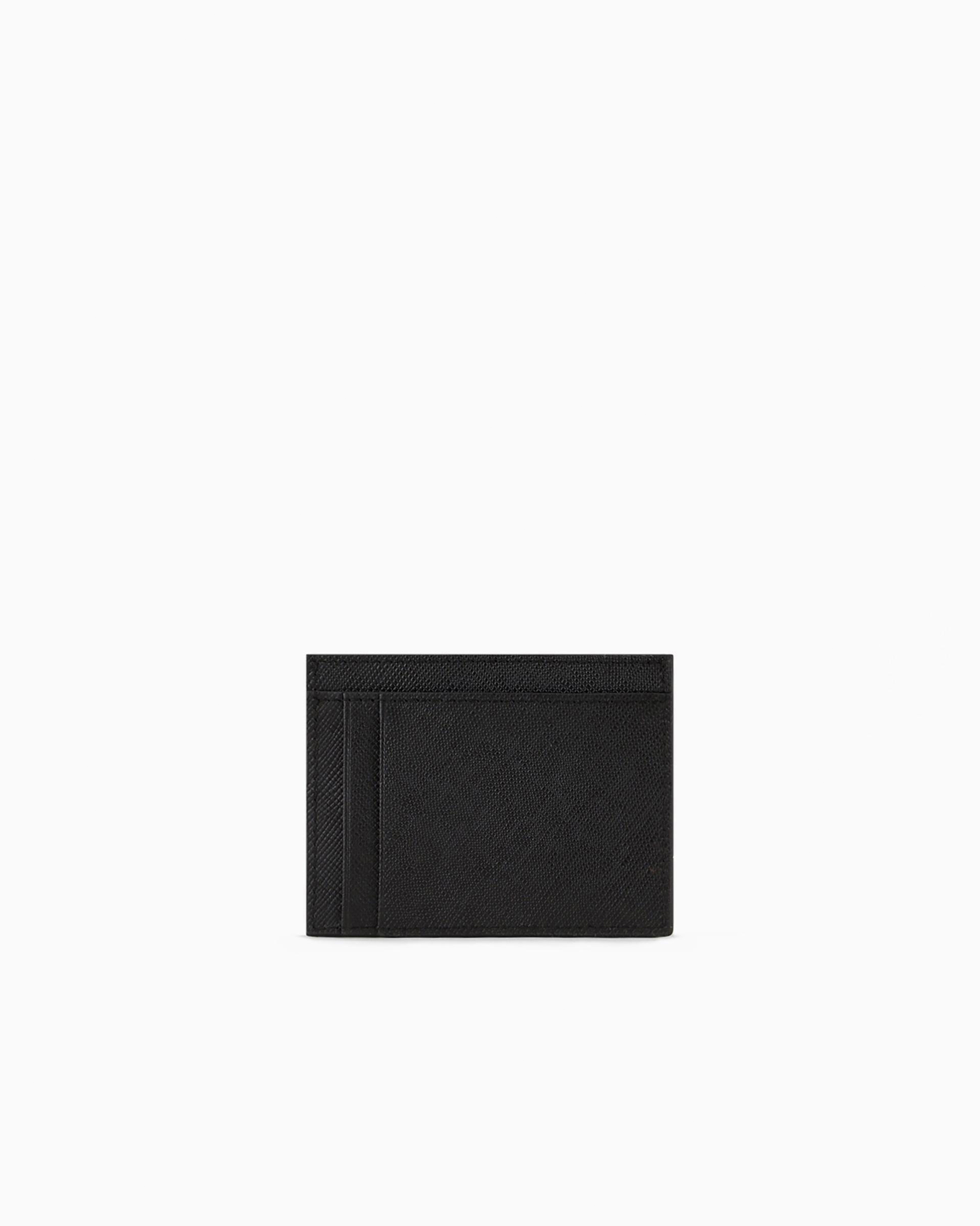 Shop Armani Exchange Leather Card Holder In Black