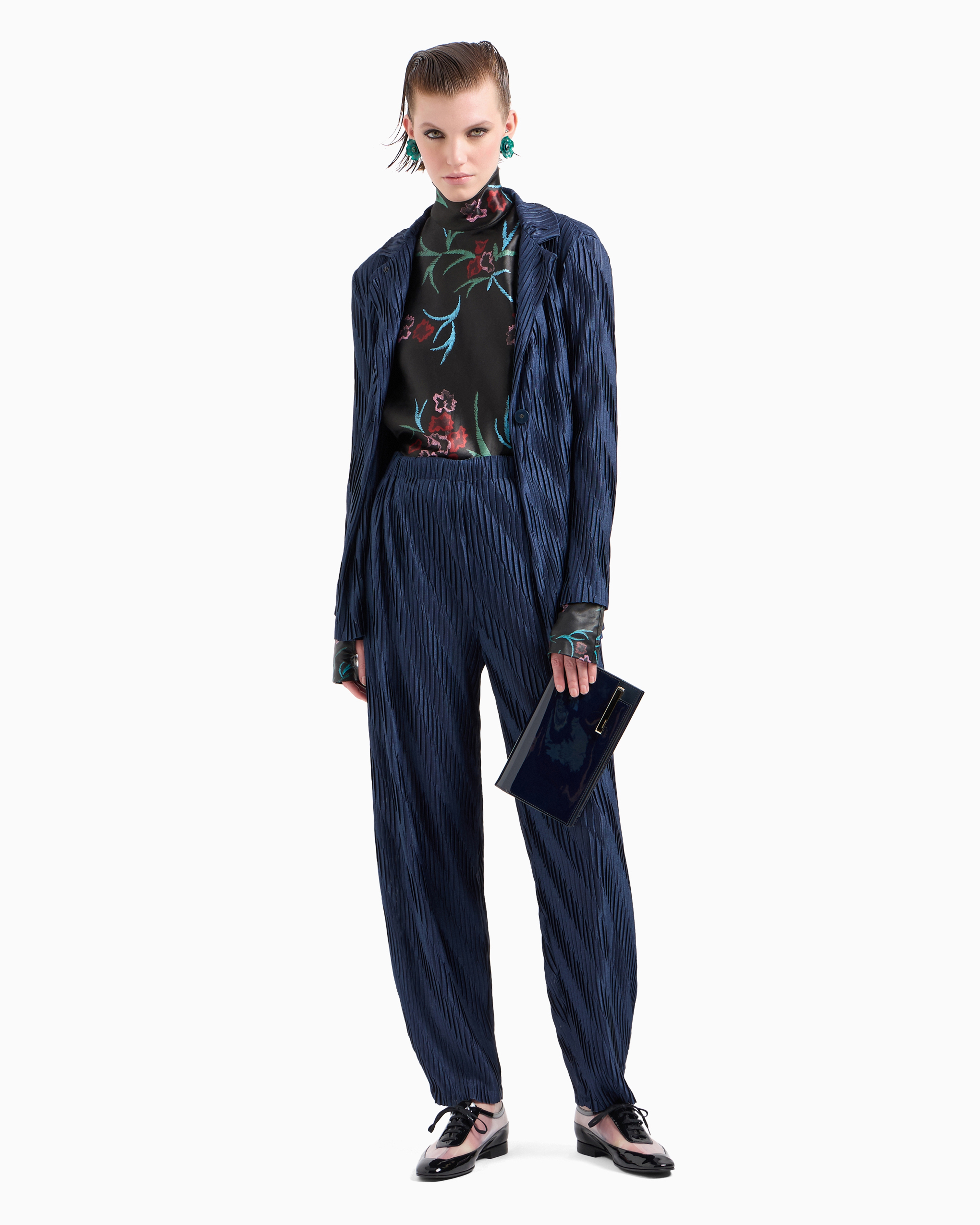 Giorgio Armani High-waist Pleated Trousers In Blue