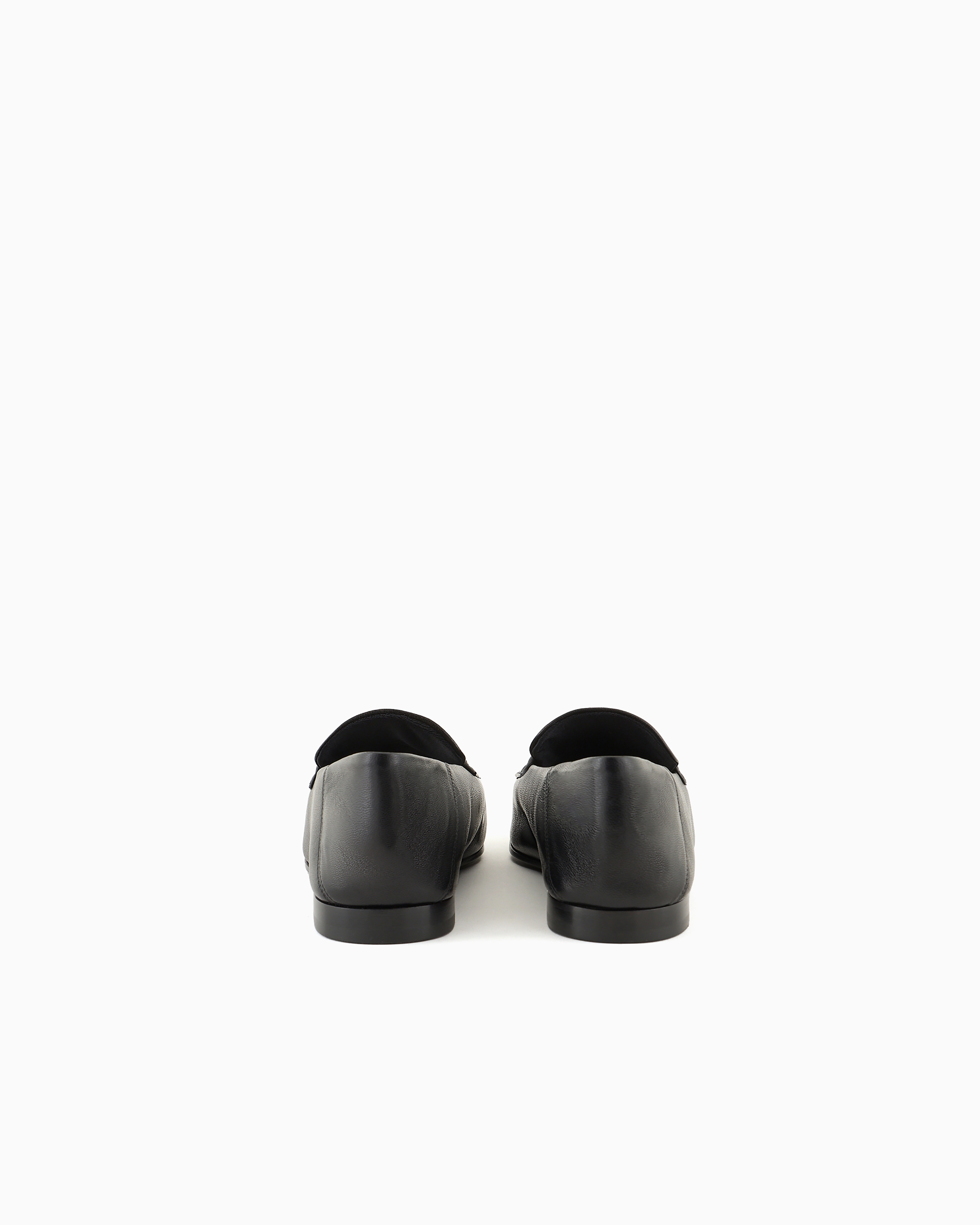 Emporio Armani Nappa Leather Loafers With Embossed Logo In Black