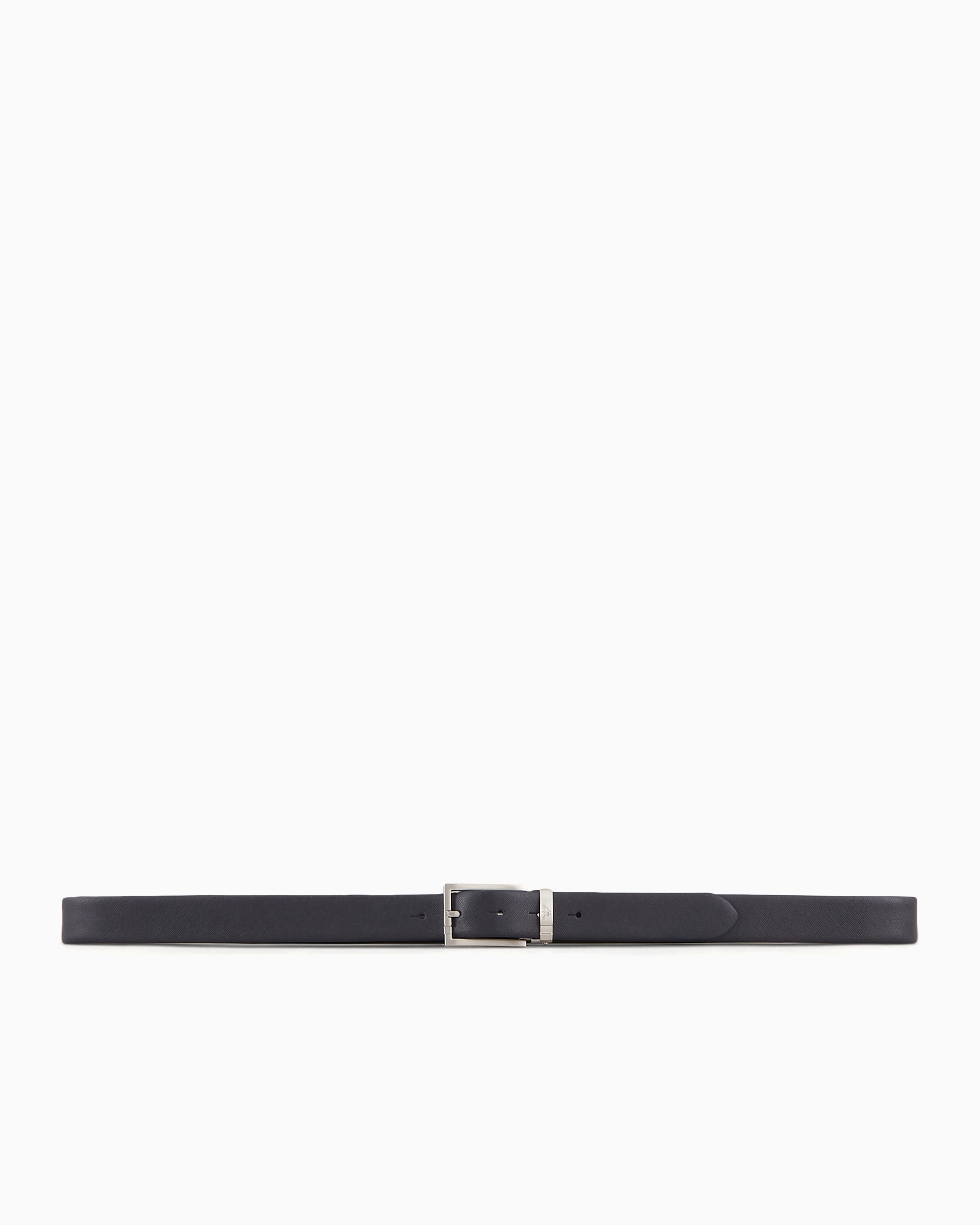 Emporio Armani Official Store Gift Box With Reversible Belt In Saffiano Leather And Interchangeable Buckle In Blue