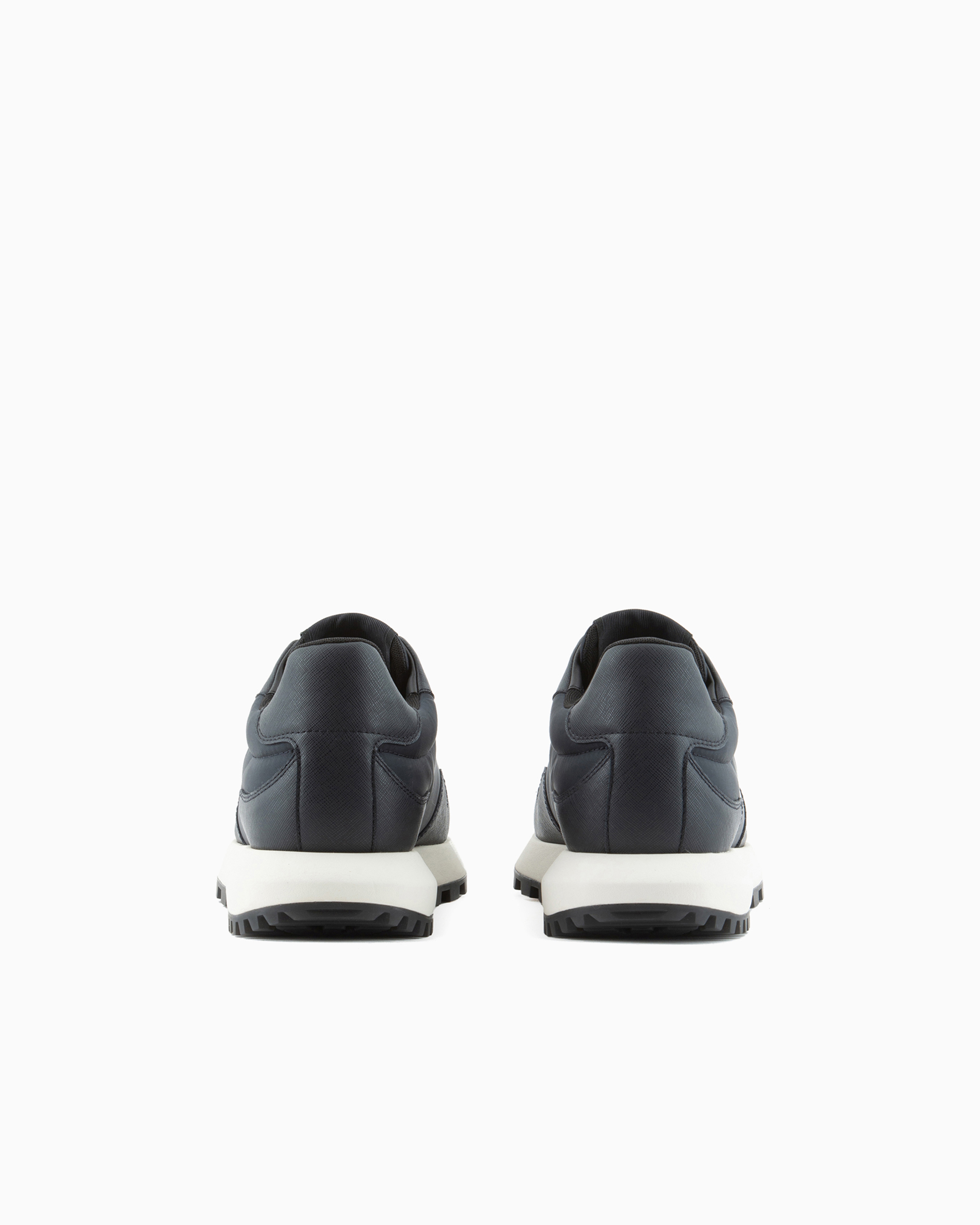 EMPORIO ARMANI ASV RECYCLED NYLON SNEAKERS WITH REGENERATED SAFFIANO DETAILS 